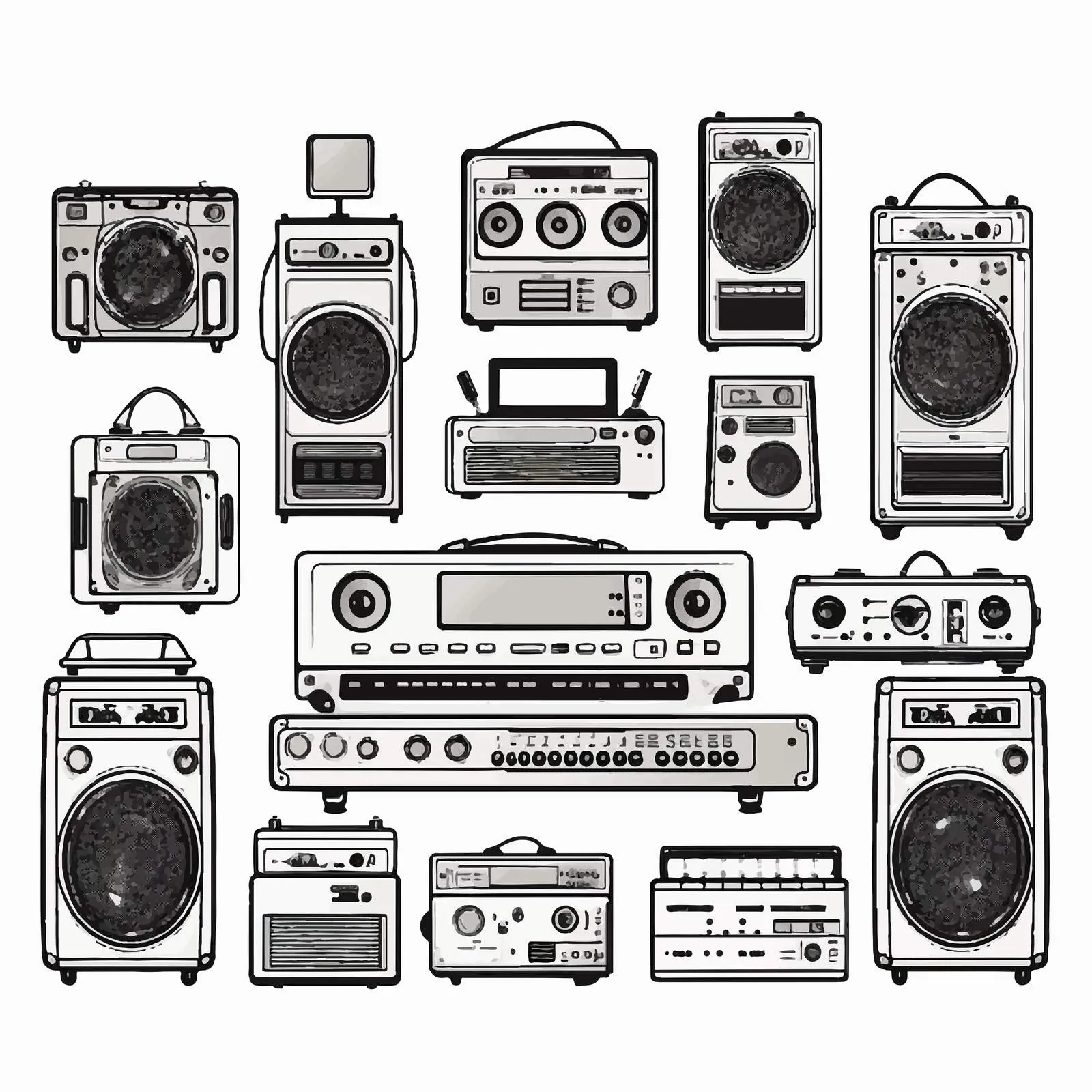 Retro Portable Sound Systems and Headphones — free download from Dotvec