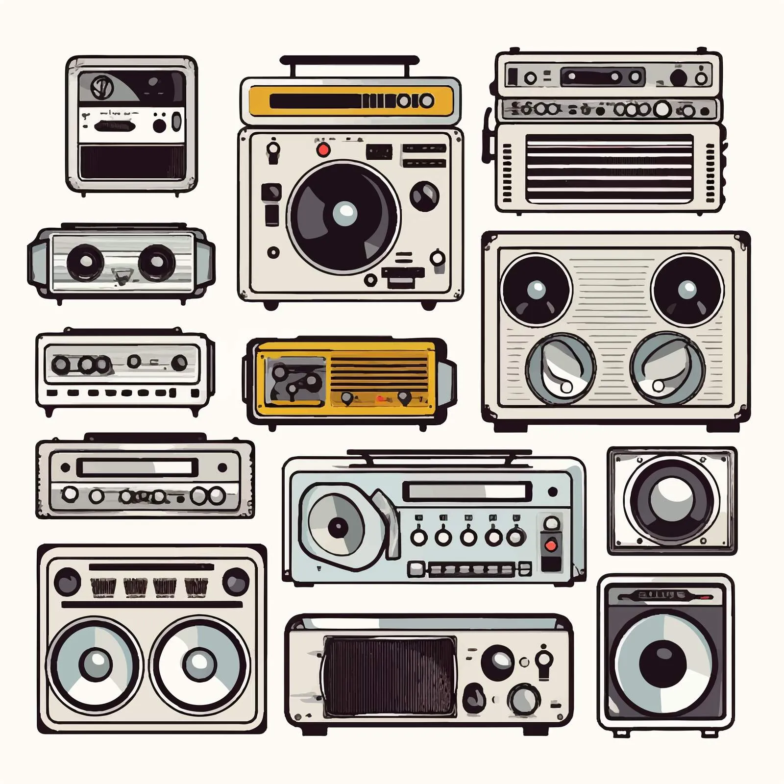 Retro Sound Systems Collection Portable Headphones — free download from Dotvec