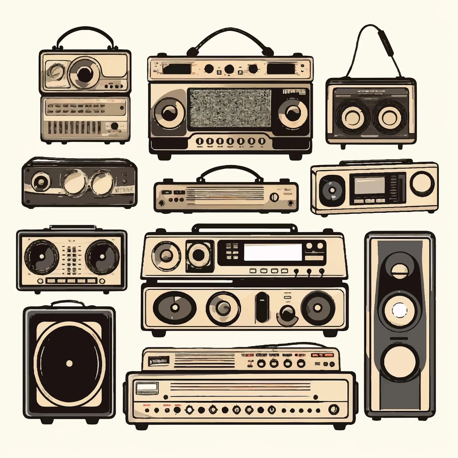 Retro Portable Sound Systems and Headphones — free download from Dotvec