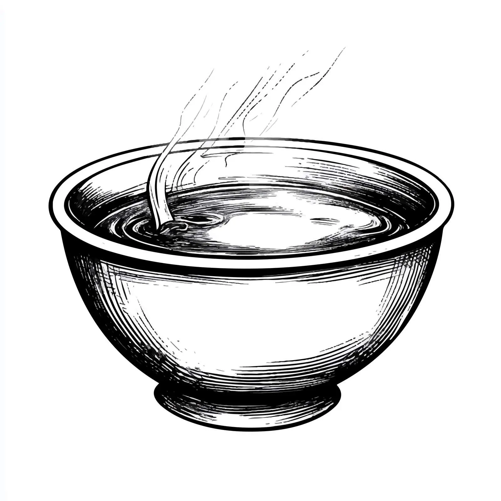 Black and White Soup Bowl Cartoon Vector — free download from Dotvec
