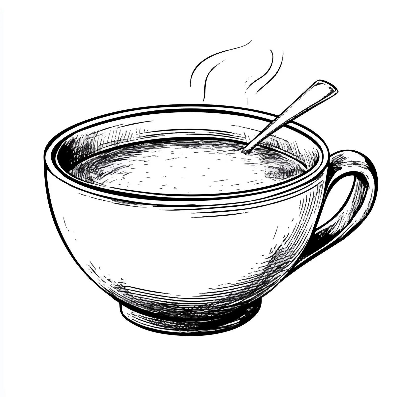 Black and White Cartoon Soup Bowl Vector — free download from Dotvec