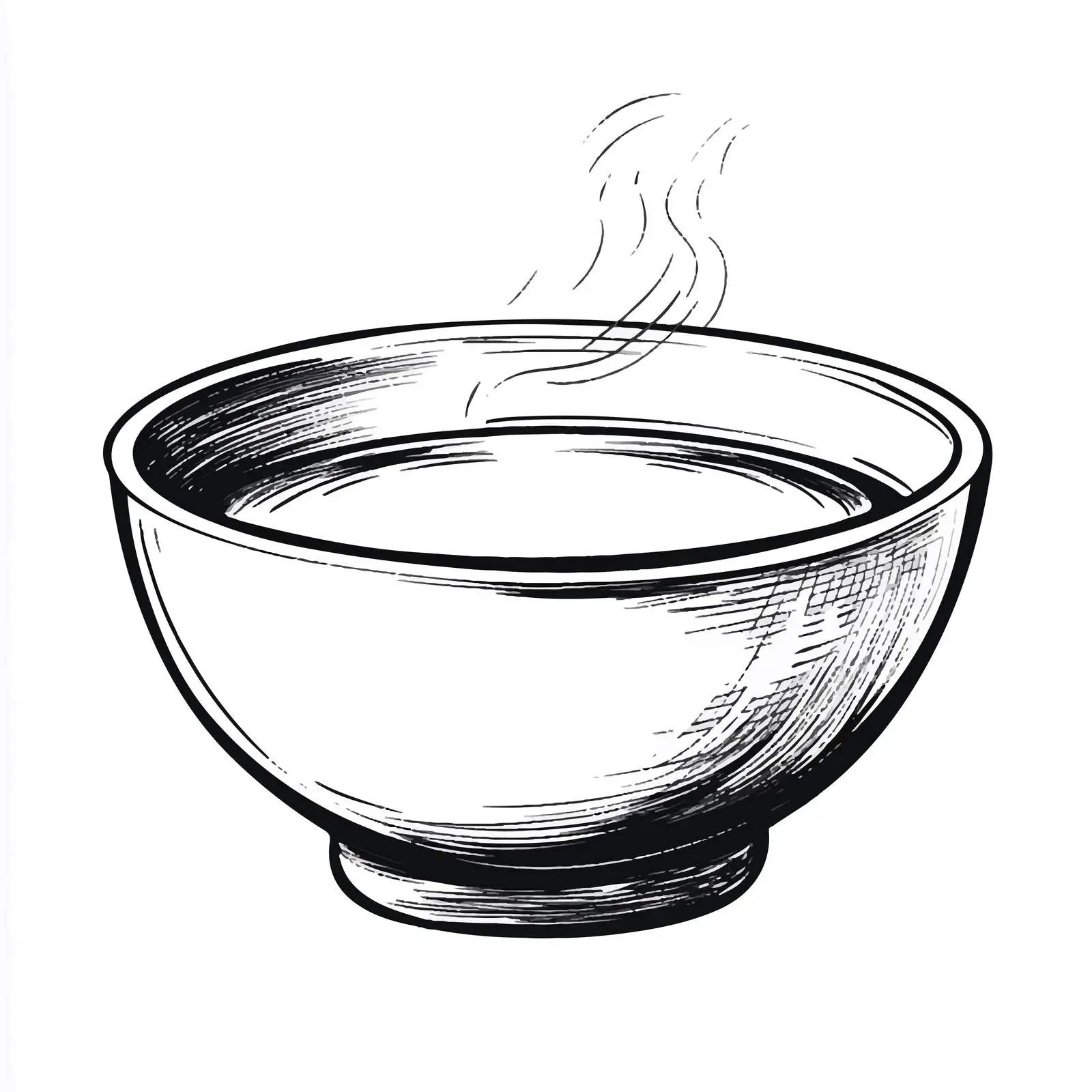 Black and White Soup Bowl Vector Illustration — free download from Dotvec