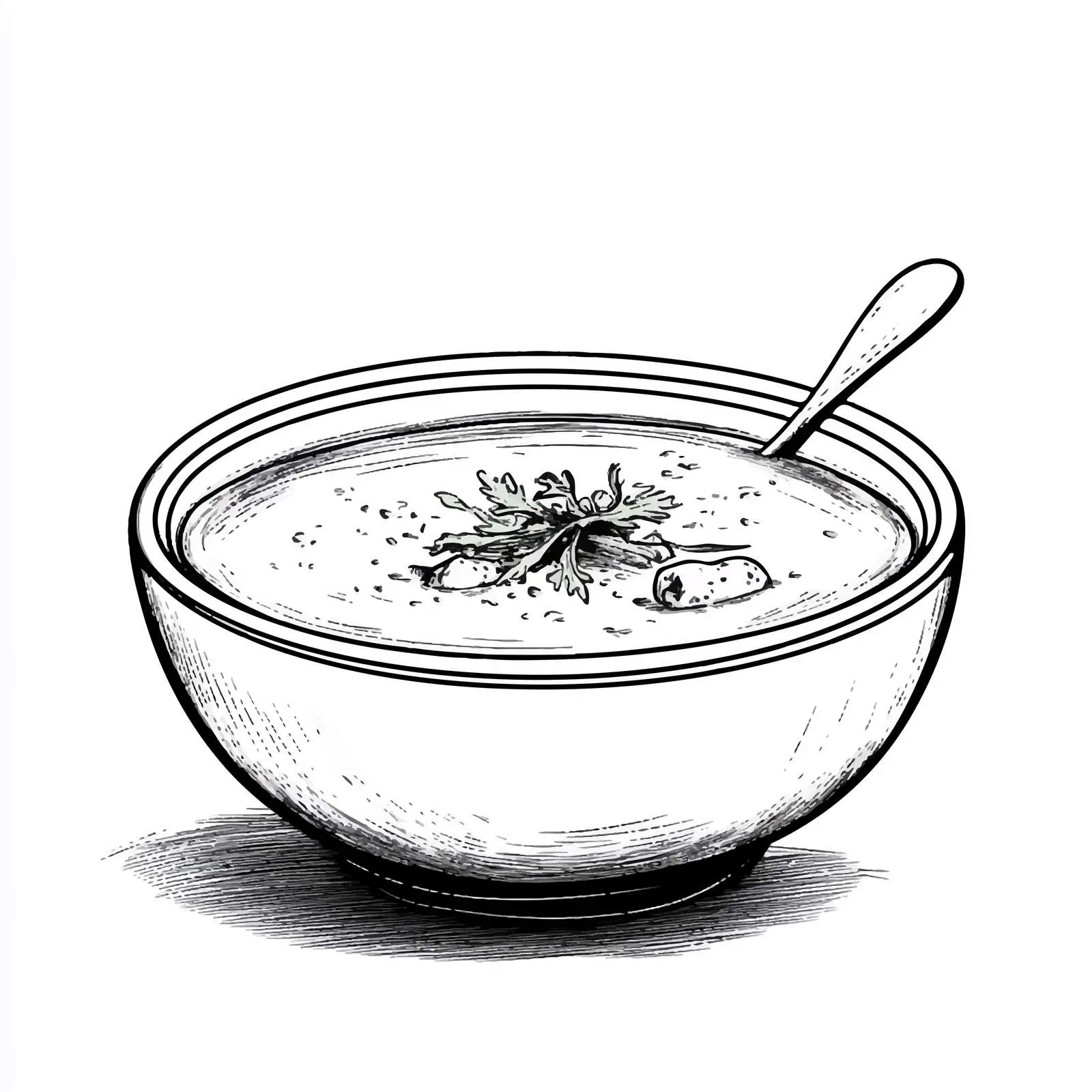 Black and White Soup Cartoon Illustration Vector — free download from Dotvec