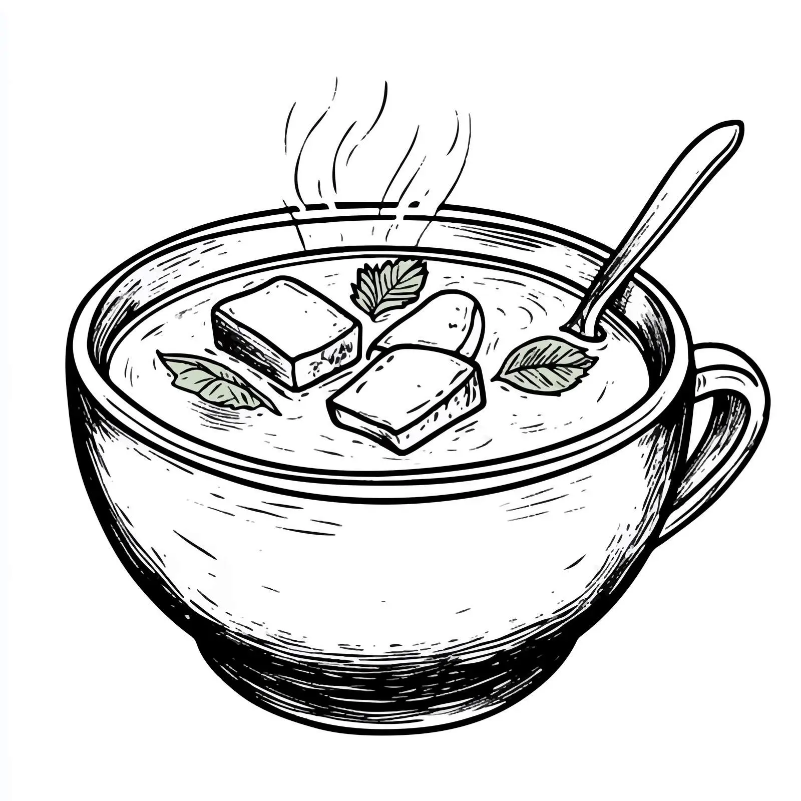 Black and White Soup Cartoon Vector Illustration — free download from Dotvec