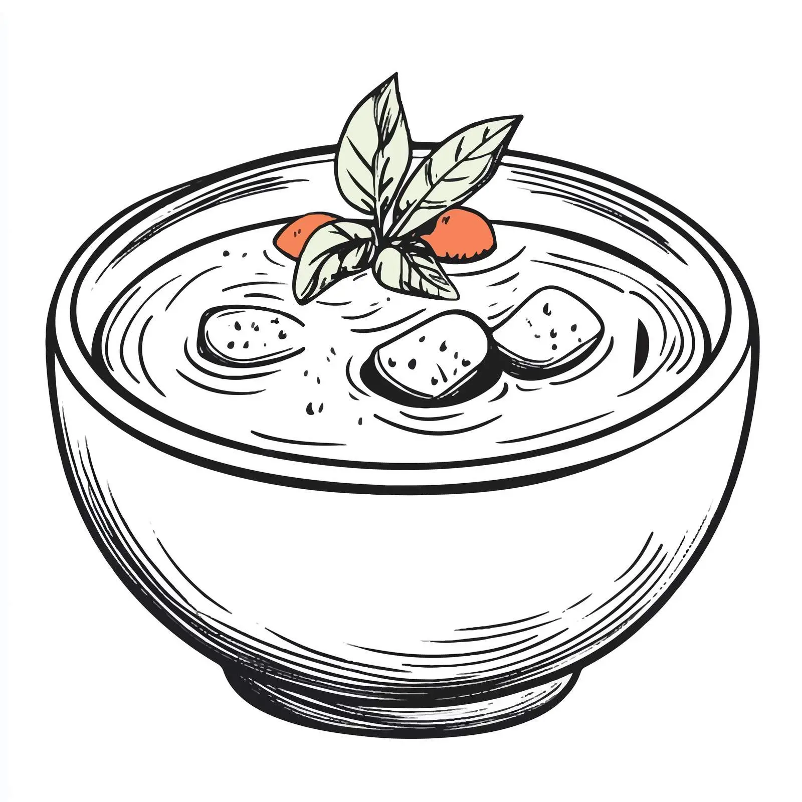 Cartoon Soup Vector Illustration in Black and White — free download from Dotvec