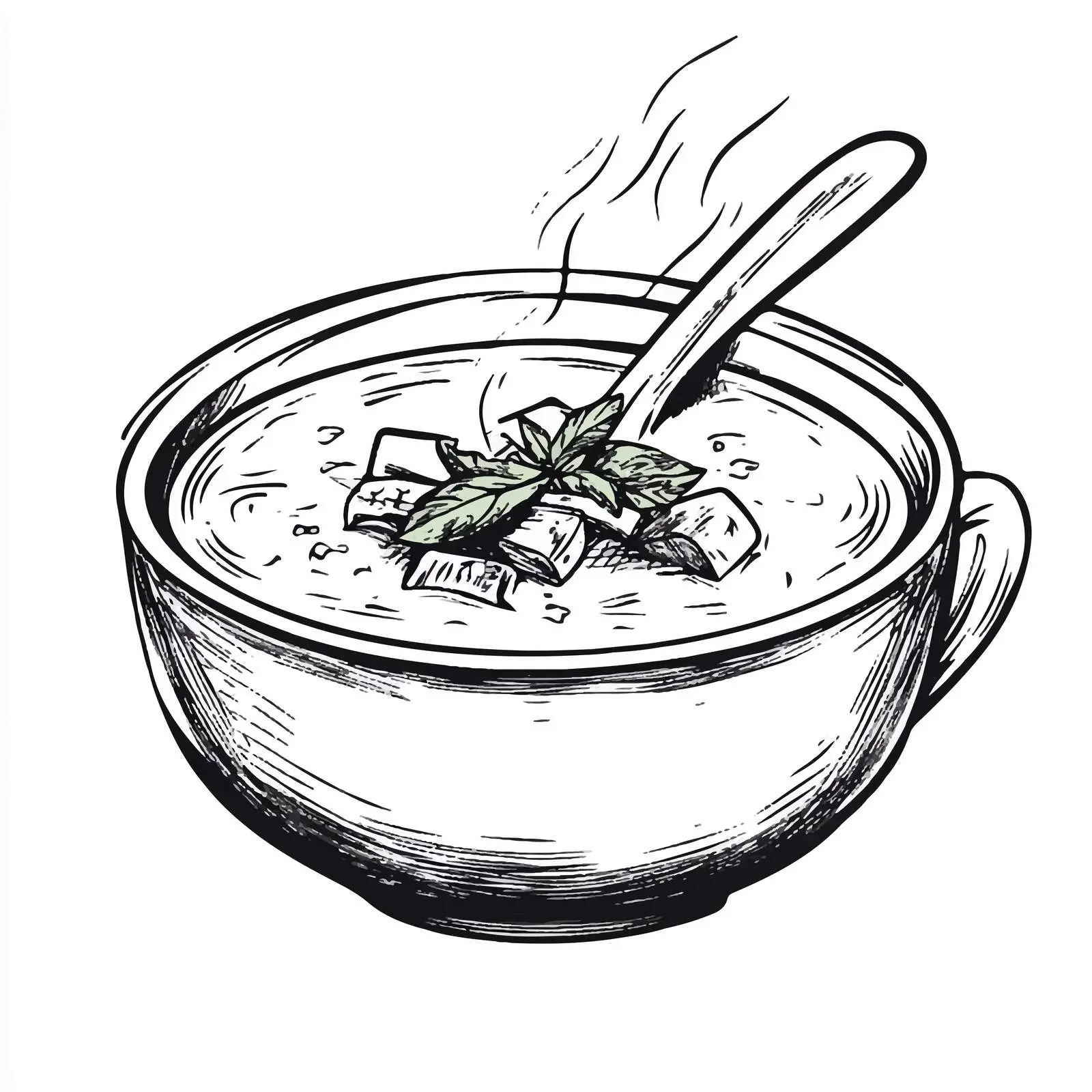 Hand-drawn Black and White Soup Illustration — free download from Dotvec