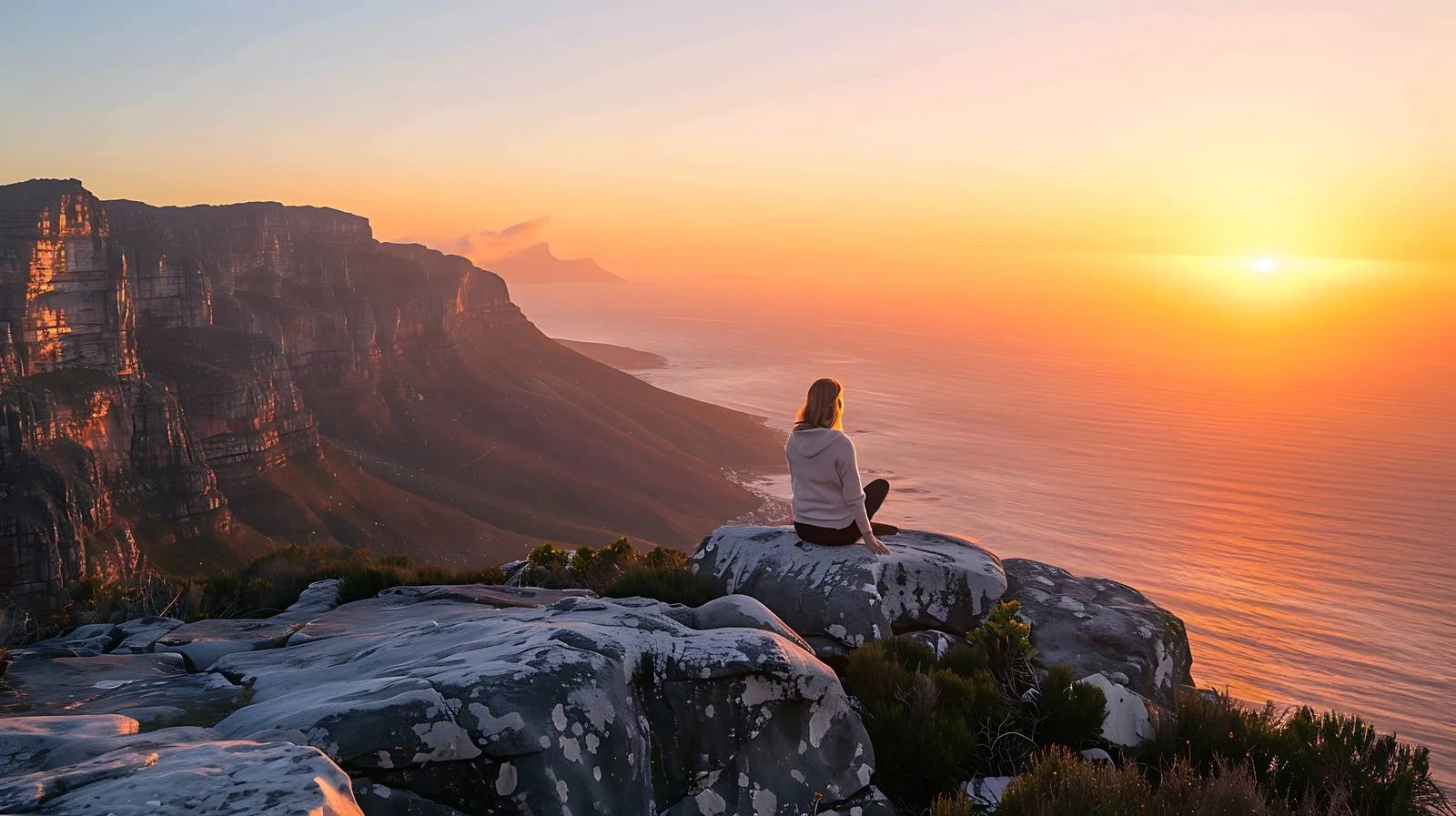 Scenic Cape Town Woman Sitting View — free download from Dotvec