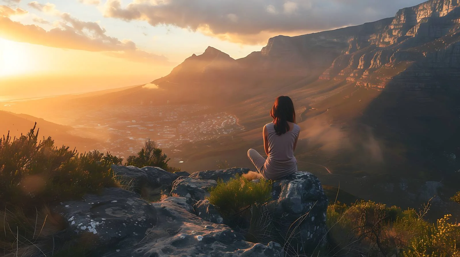 Relaxing Woman at Kloof Nek, South Africa — free download from Dotvec