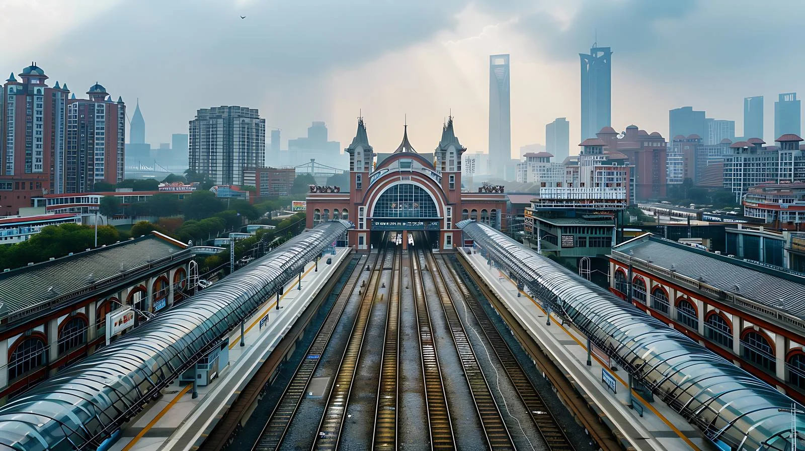 Busy South Guangzhou Railway Station Scene — free download from Dotvec