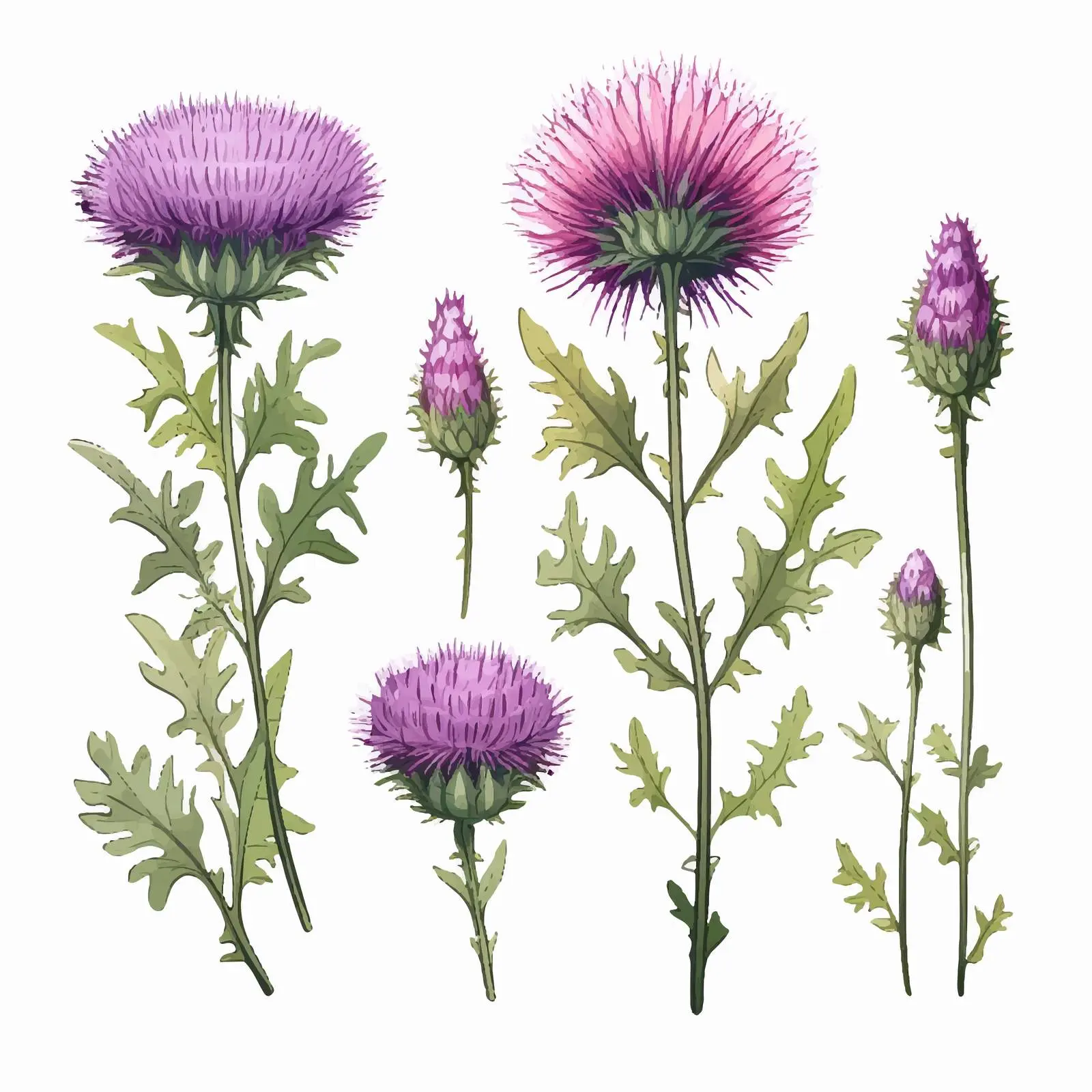 Southern Globethistle Flowers and Stems Vector – free inflorescences image from Dotvec
