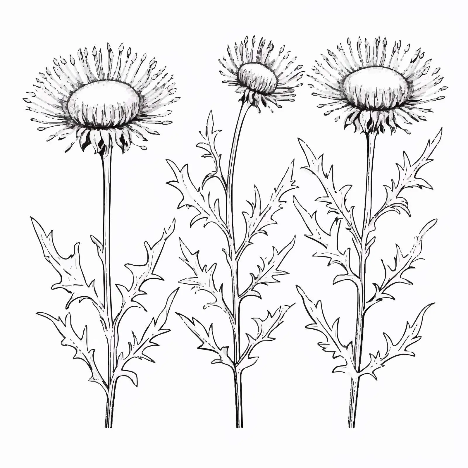 Southern Globethistle Flowers and Stems Illustration – free inflorescences image from Dotvec
