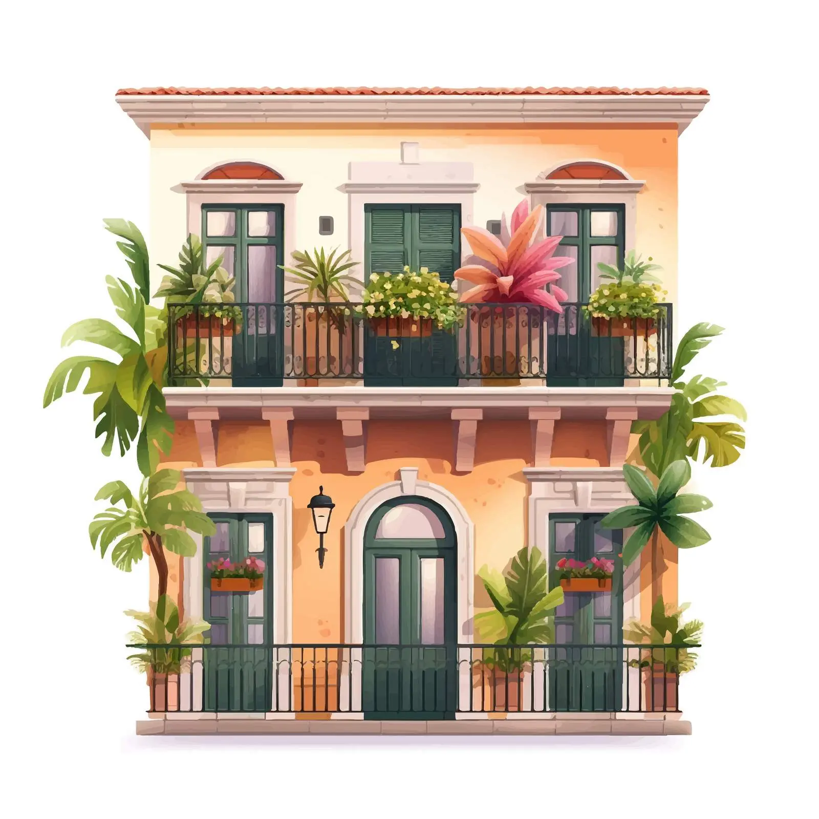 Southern Apartment Building Exterior with Balconies — free download from Dotvec