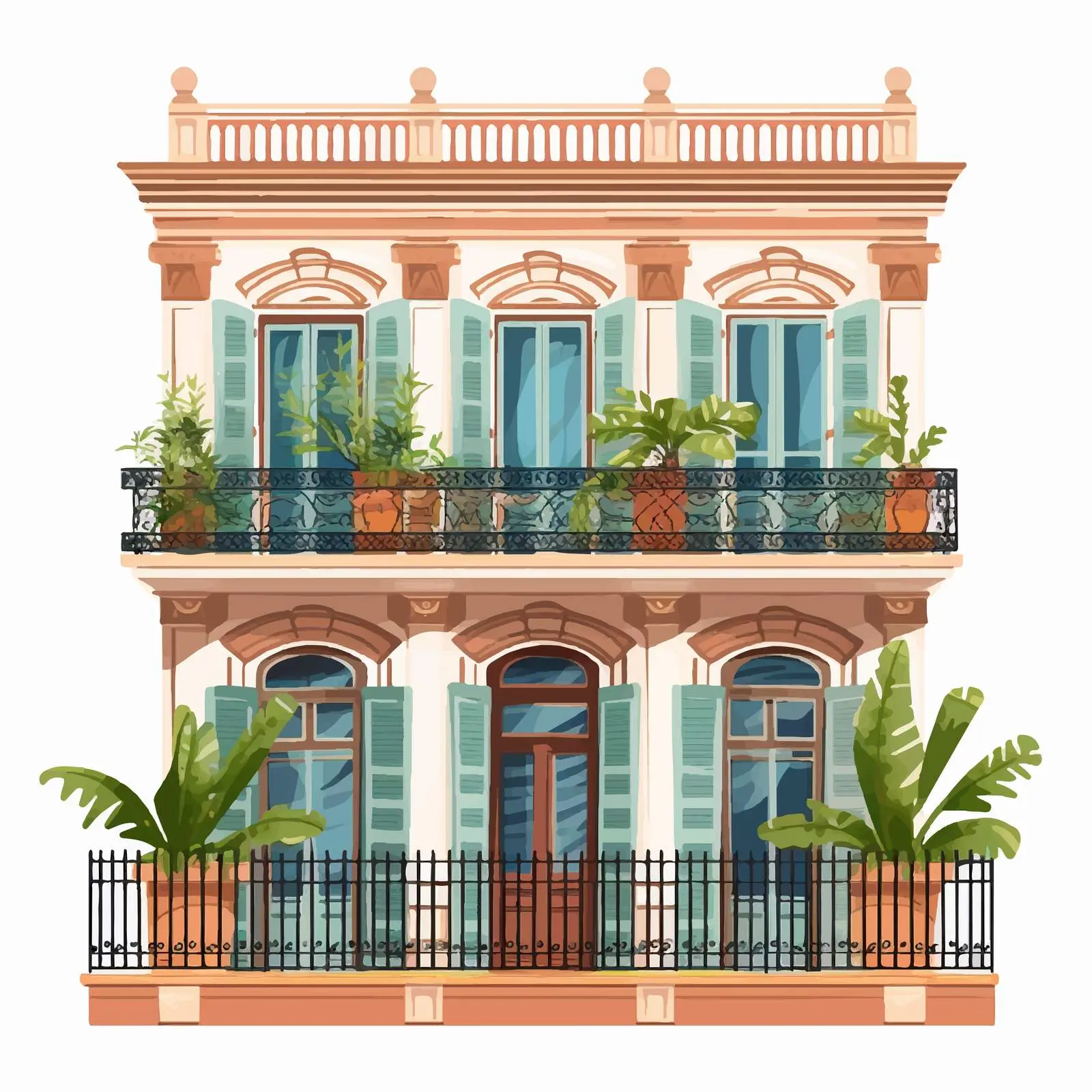 Southern Apartment Building with Balconies — free download from Dotvec