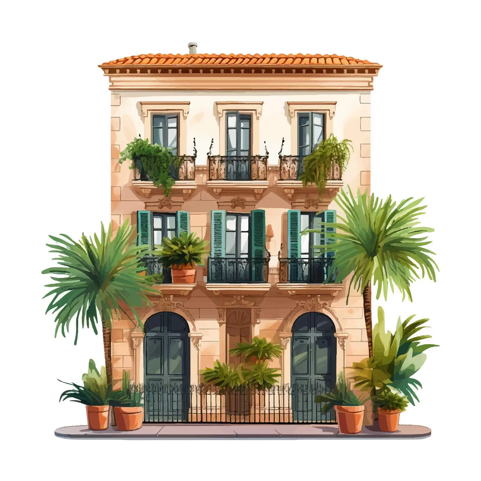 Elegant Southern Apartment Building with Balconies — free download from Dotvec