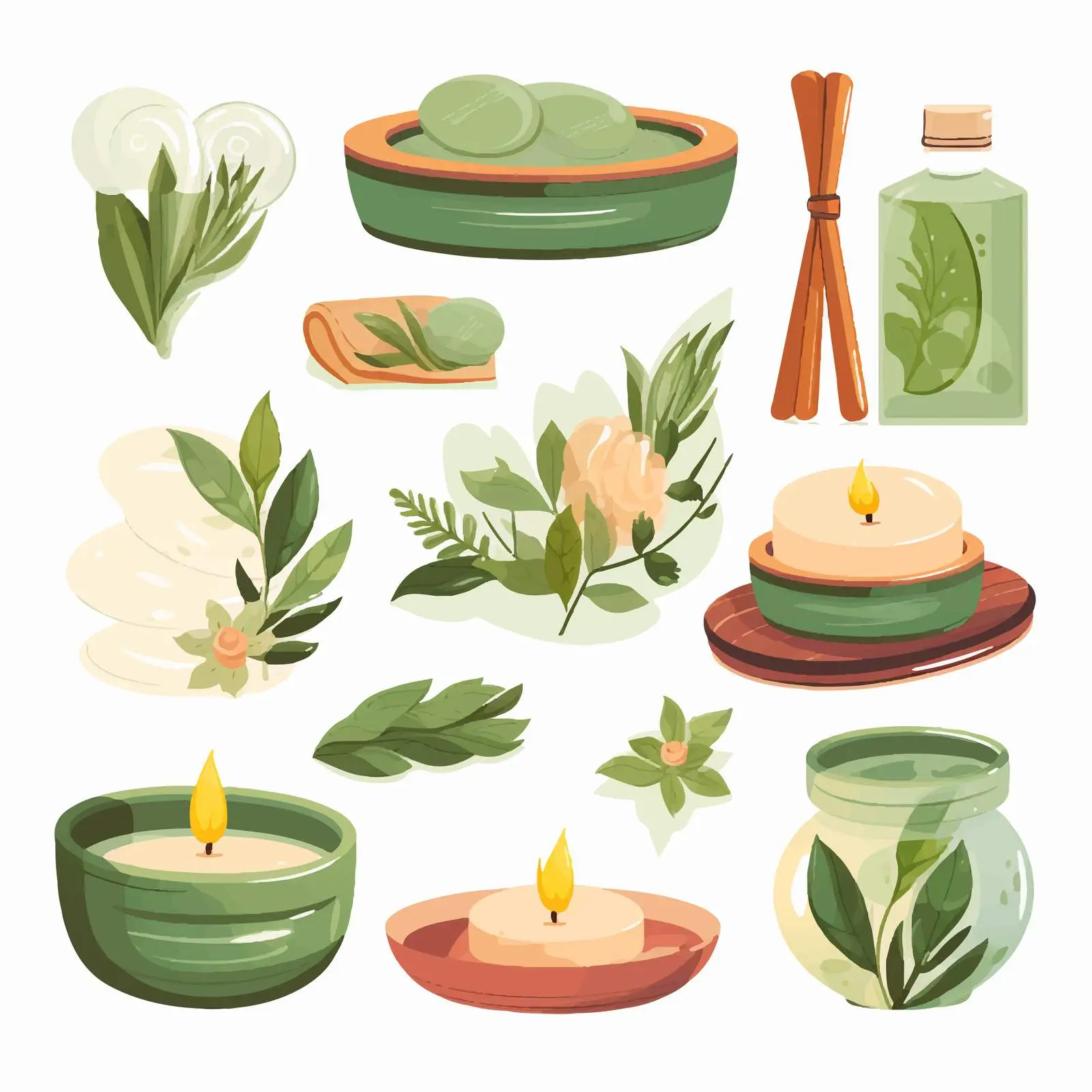 Spa and Sauna Self Care Elements Illustration — free download from Dotvec