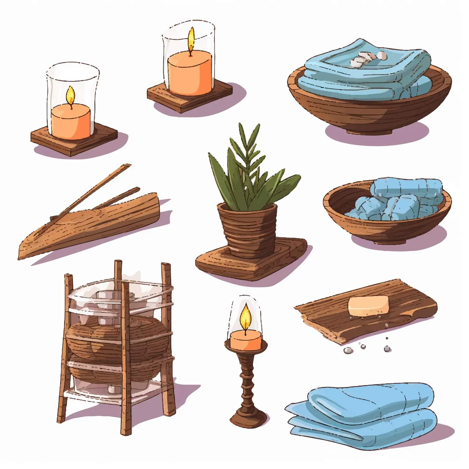 Spa and Sauna Self-Care Elements Collection — free download from Dotvec