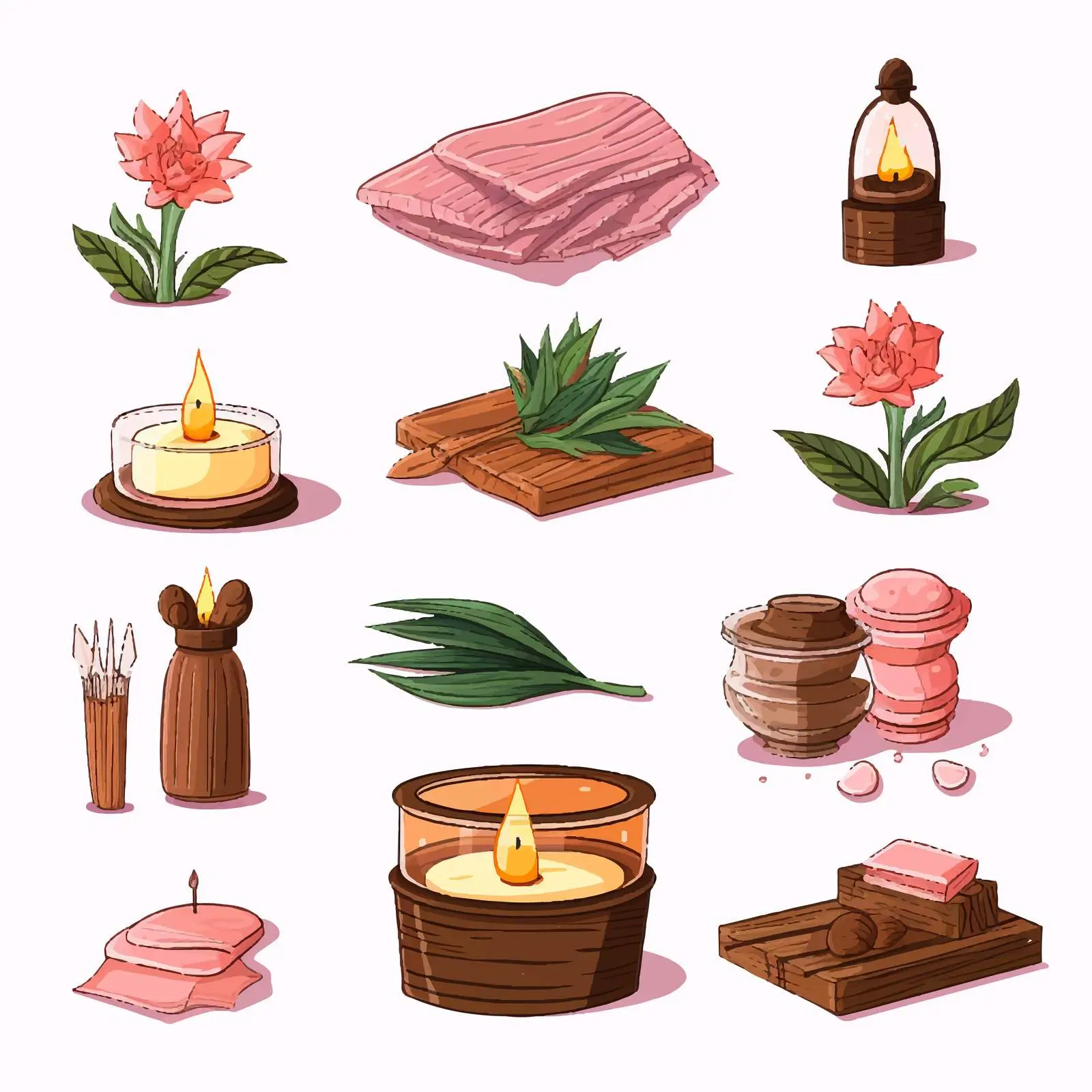 Spa and Sauna Self-Care Elements Illustration — free download from Dotvec