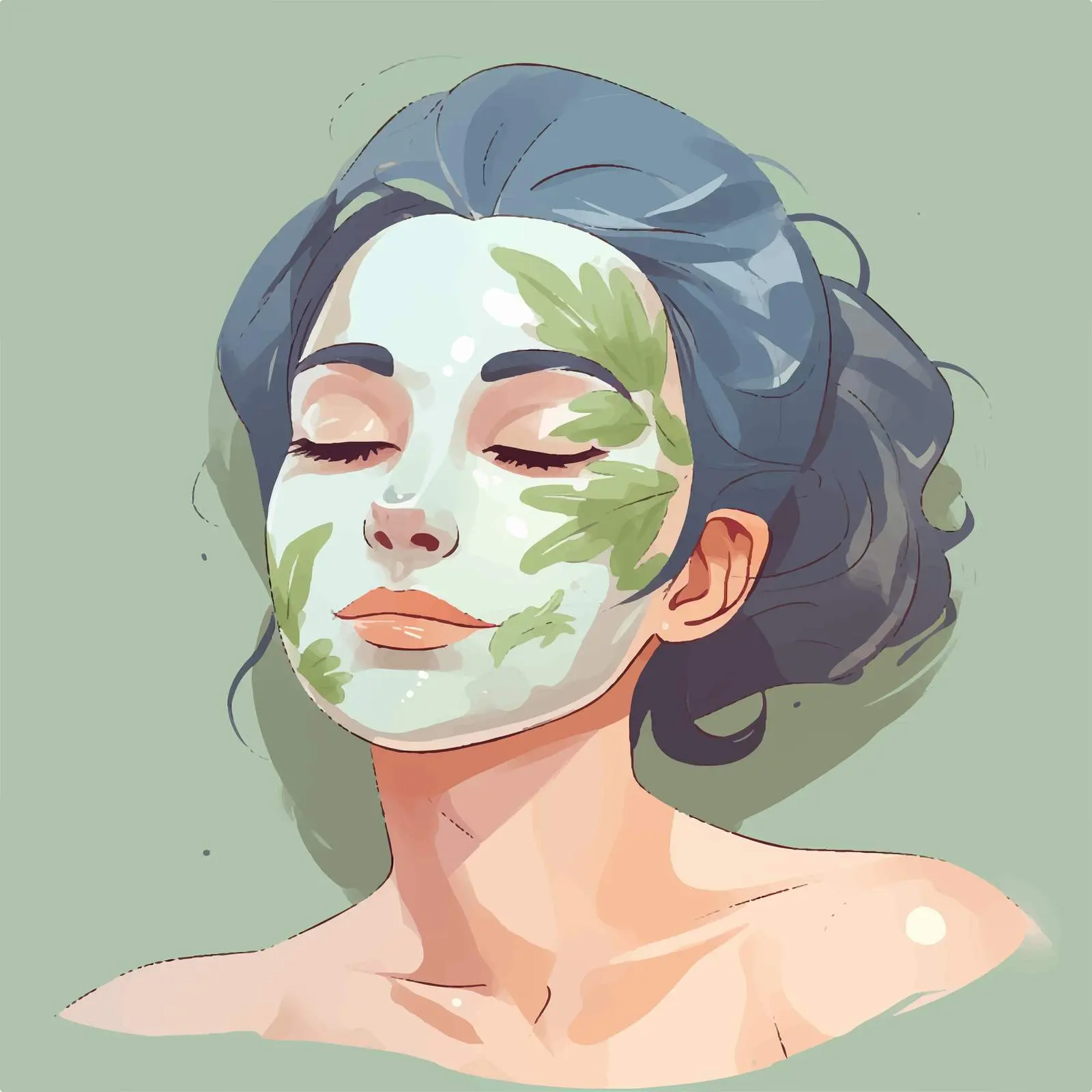 Woman Applying Facial Mask Illustration Vector – free beauty therapy image from Dotvec