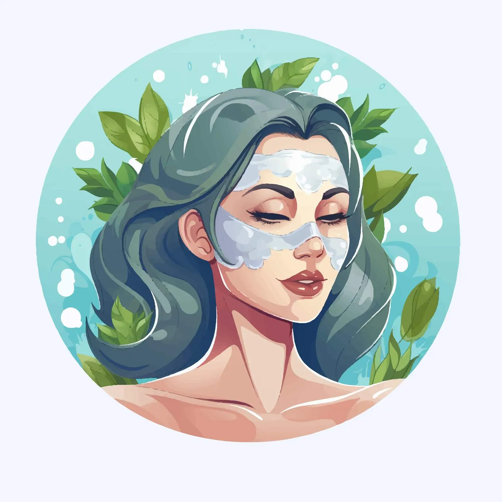 Woman Applying Facial Mask Illustration Vector — free download from Dotvec