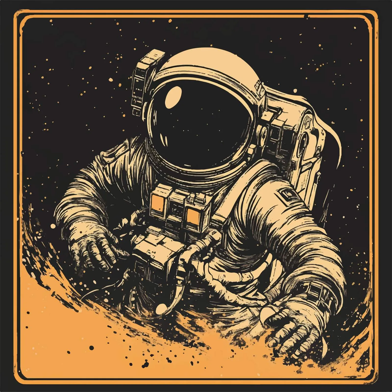 Astronaut Character in Spacesuit with Satellite — free download from Dotvec