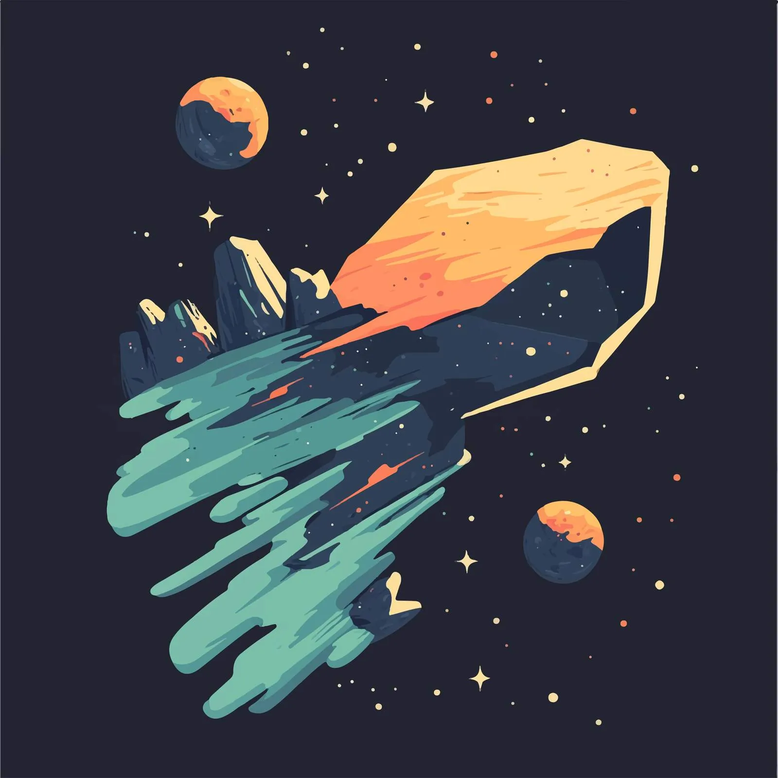 Space Meteor Rock Flat Vector Illustration — free download from Dotvec