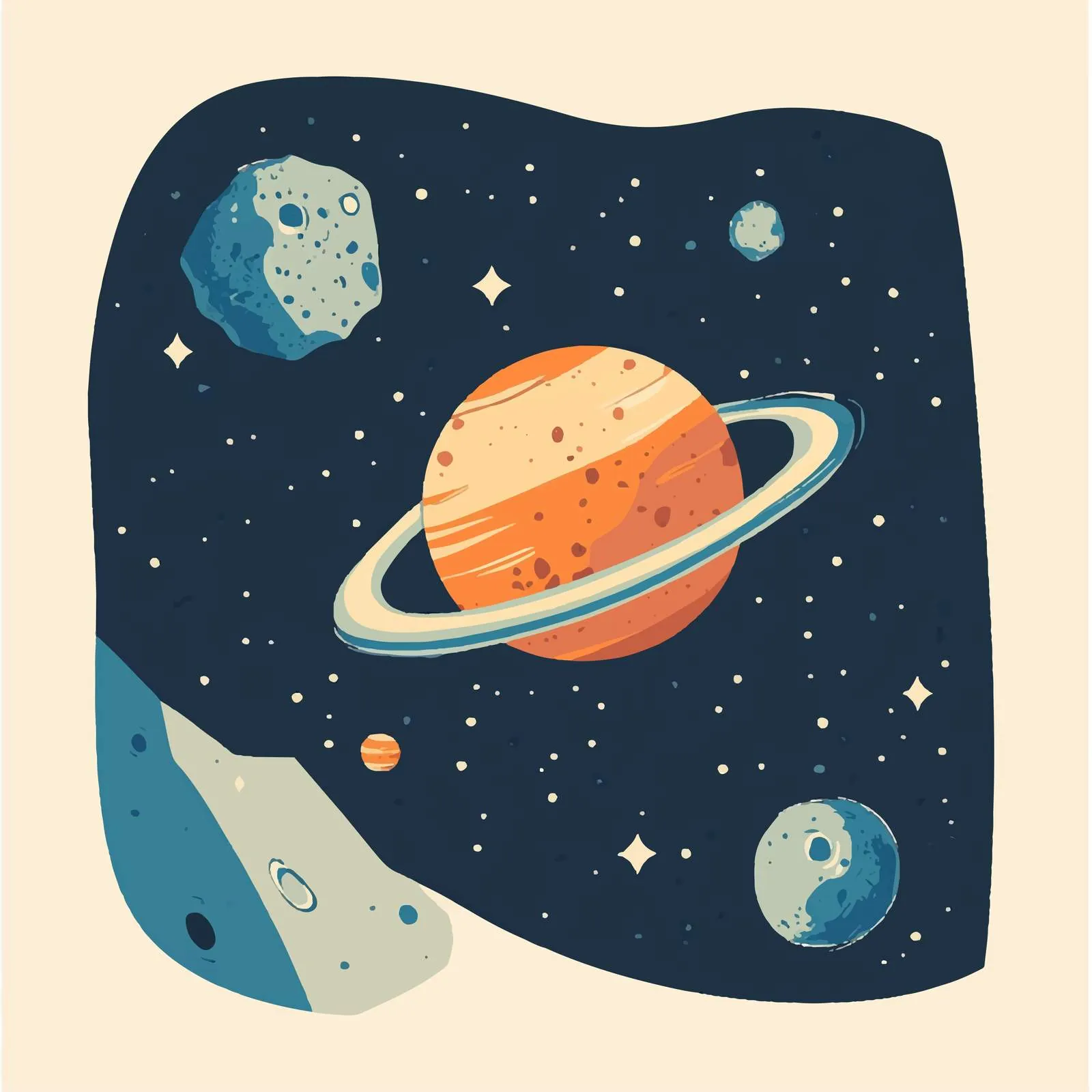 Flat Vector Illustration of Space Planets and Asteroids — free download from Dotvec