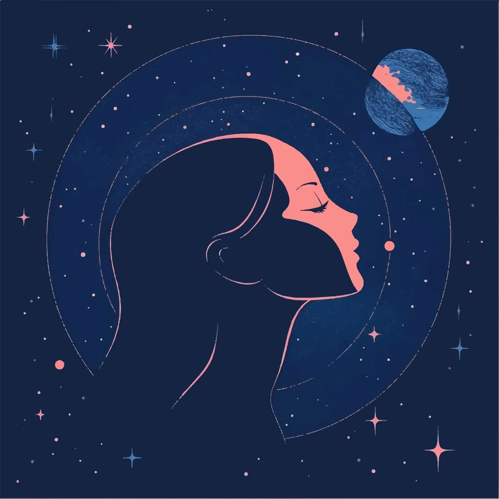 Flat Vector Illustration of Space and Planets — free download from Dotvec