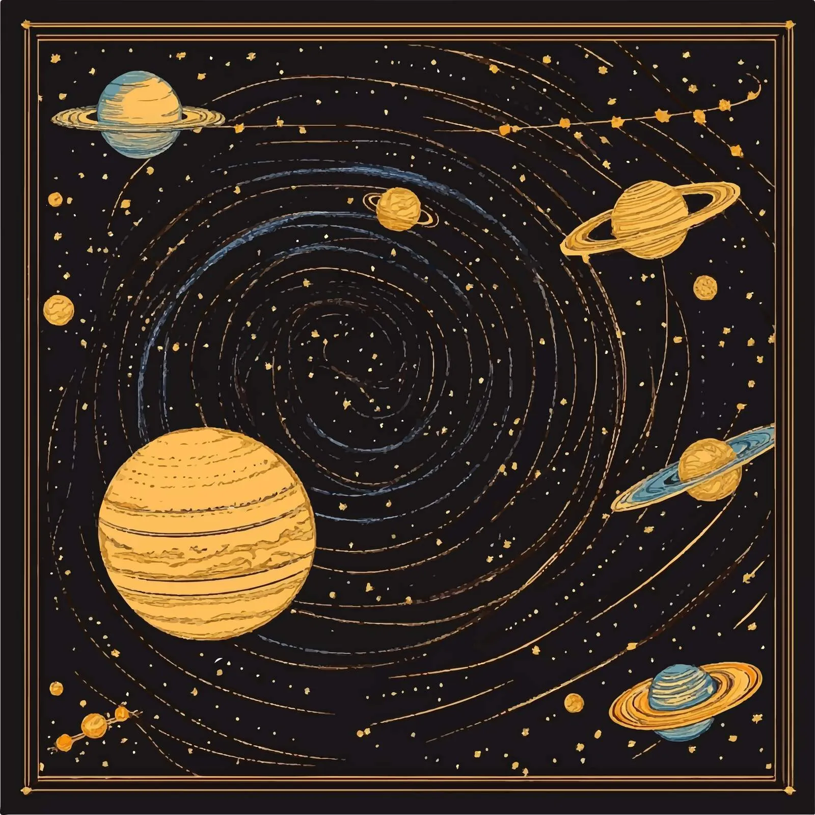 Flat Vector Illustration of Space and Planets — free download from Dotvec