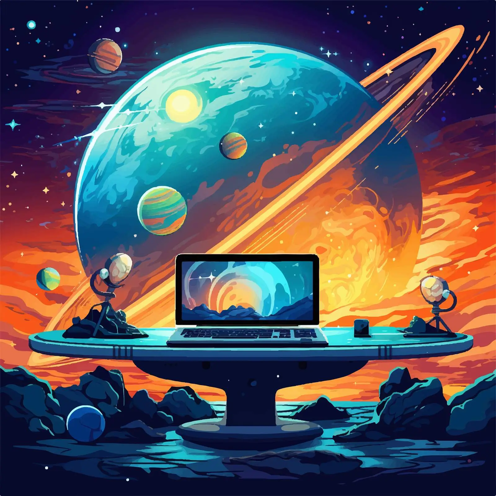 Cosmic Space Scene Computer Background Illustration — free download from Dotvec