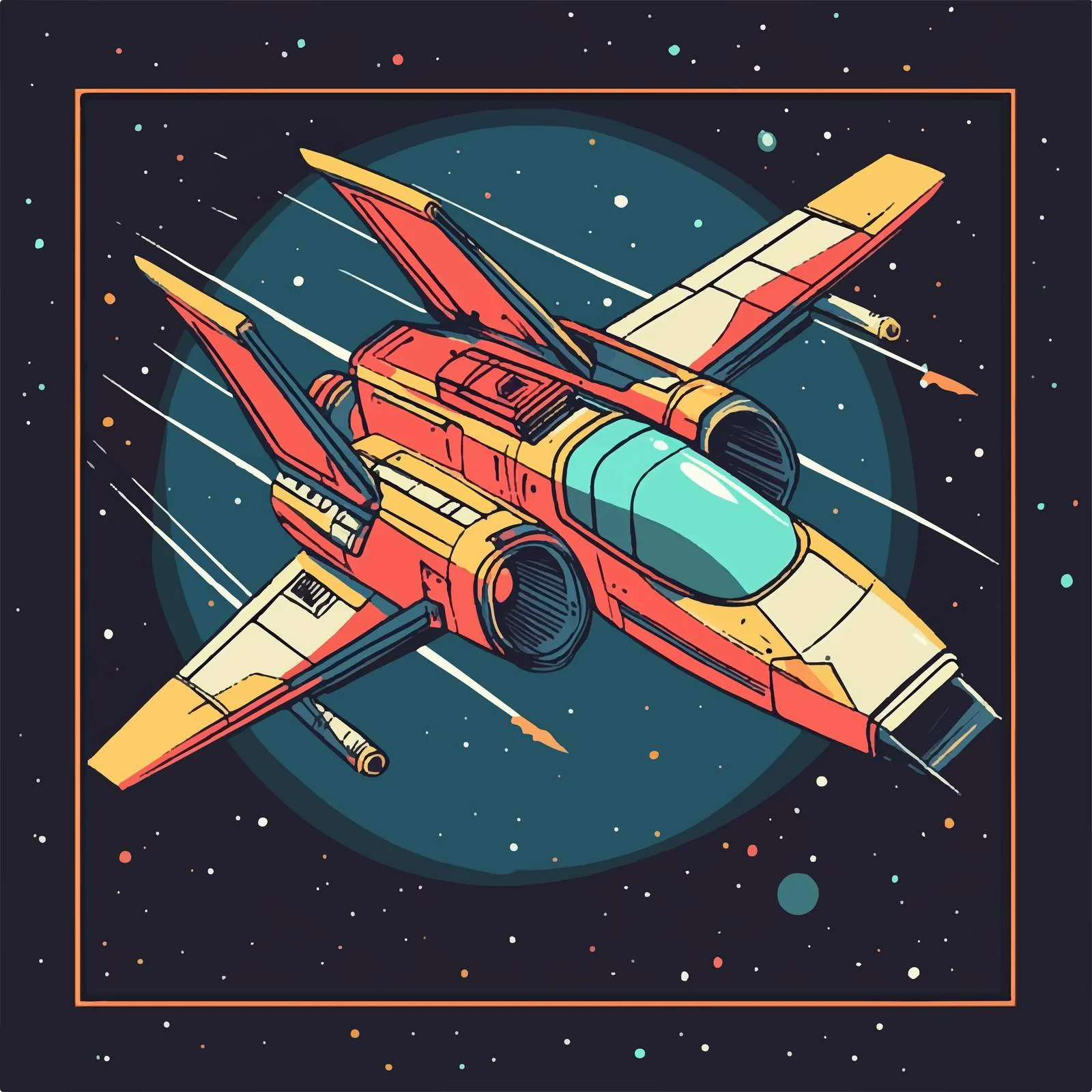 Space Spaceship Cartoon Flat Vector Illustration — free download from Dotvec