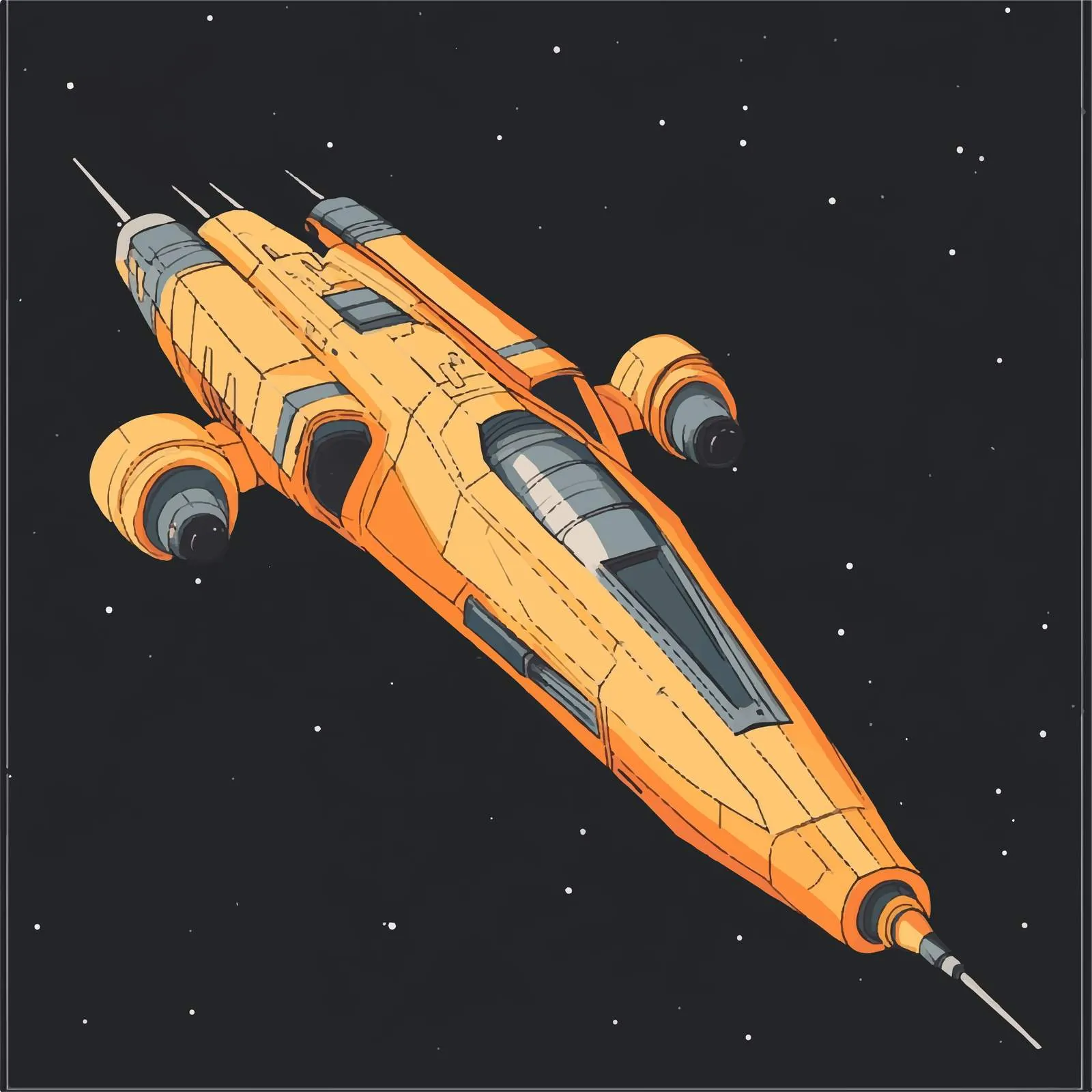 Cartoon Spaceship Vector Illustration — free download from Dotvec