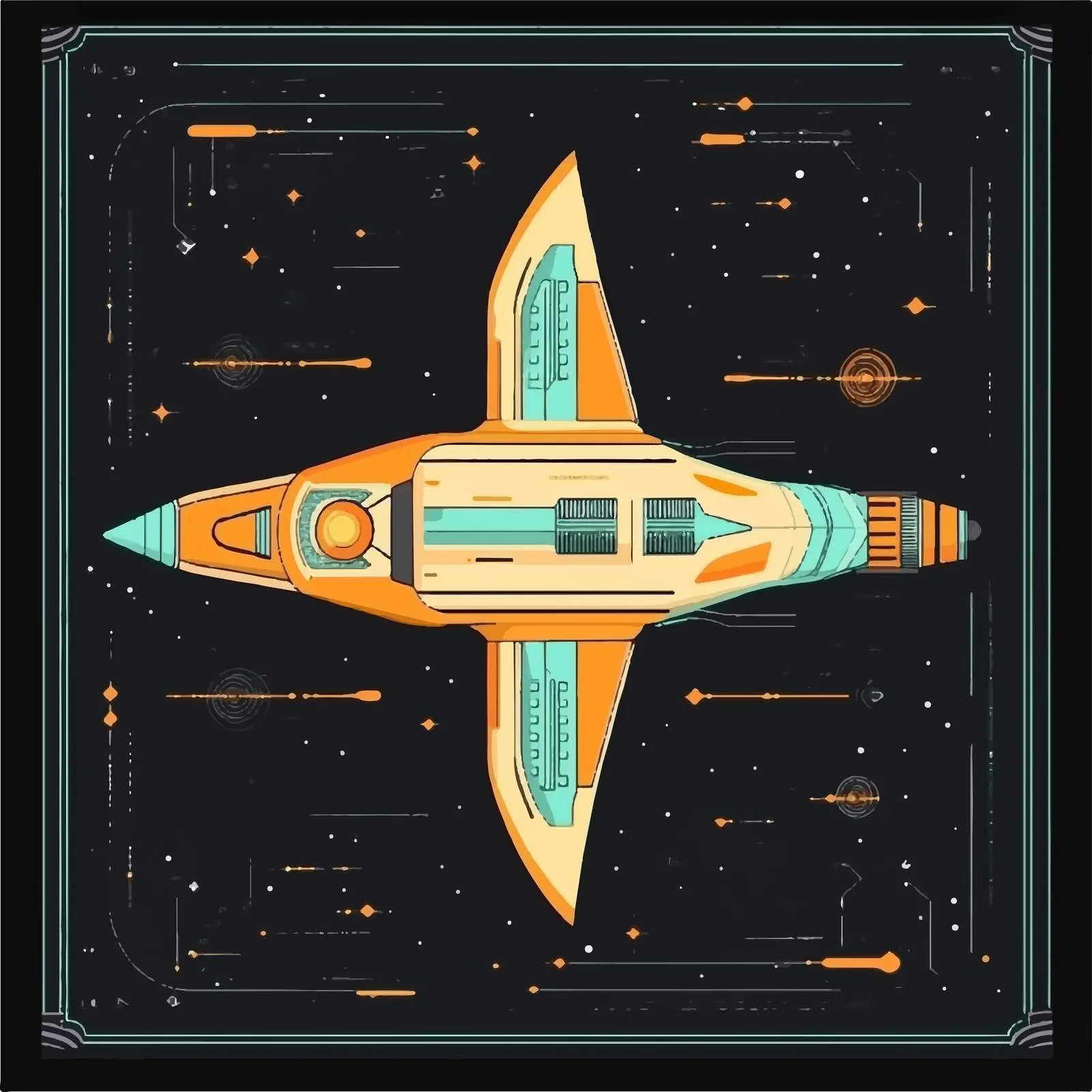 Cartoon Flat Vector Spaceship Illustration — free download from Dotvec