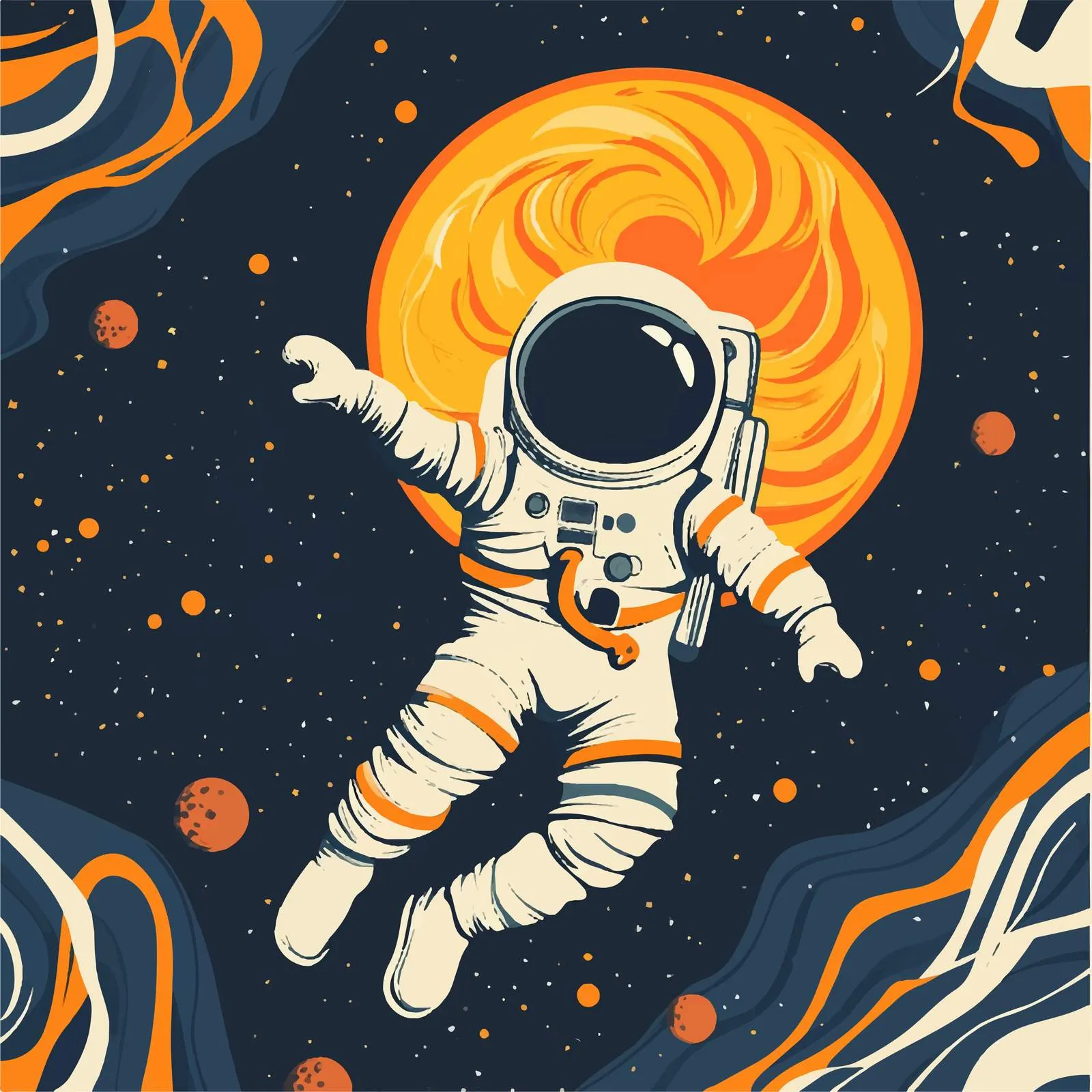 Cartoon Flat Vector Illustration of Space and Sun — free download from Dotvec