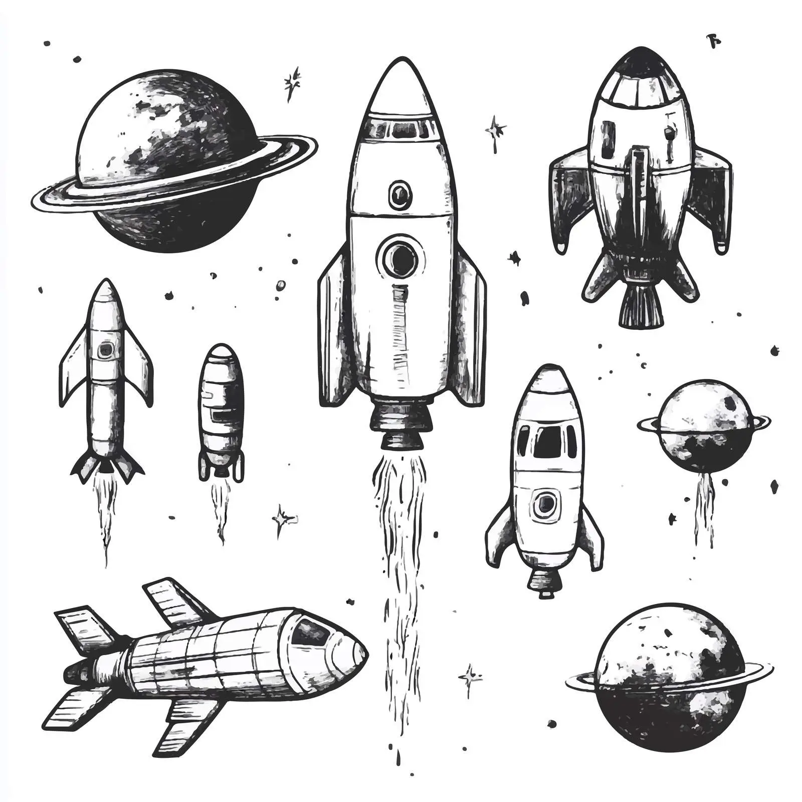 Cartoon Space Technology Icons Vector Set — free download from Dotvec