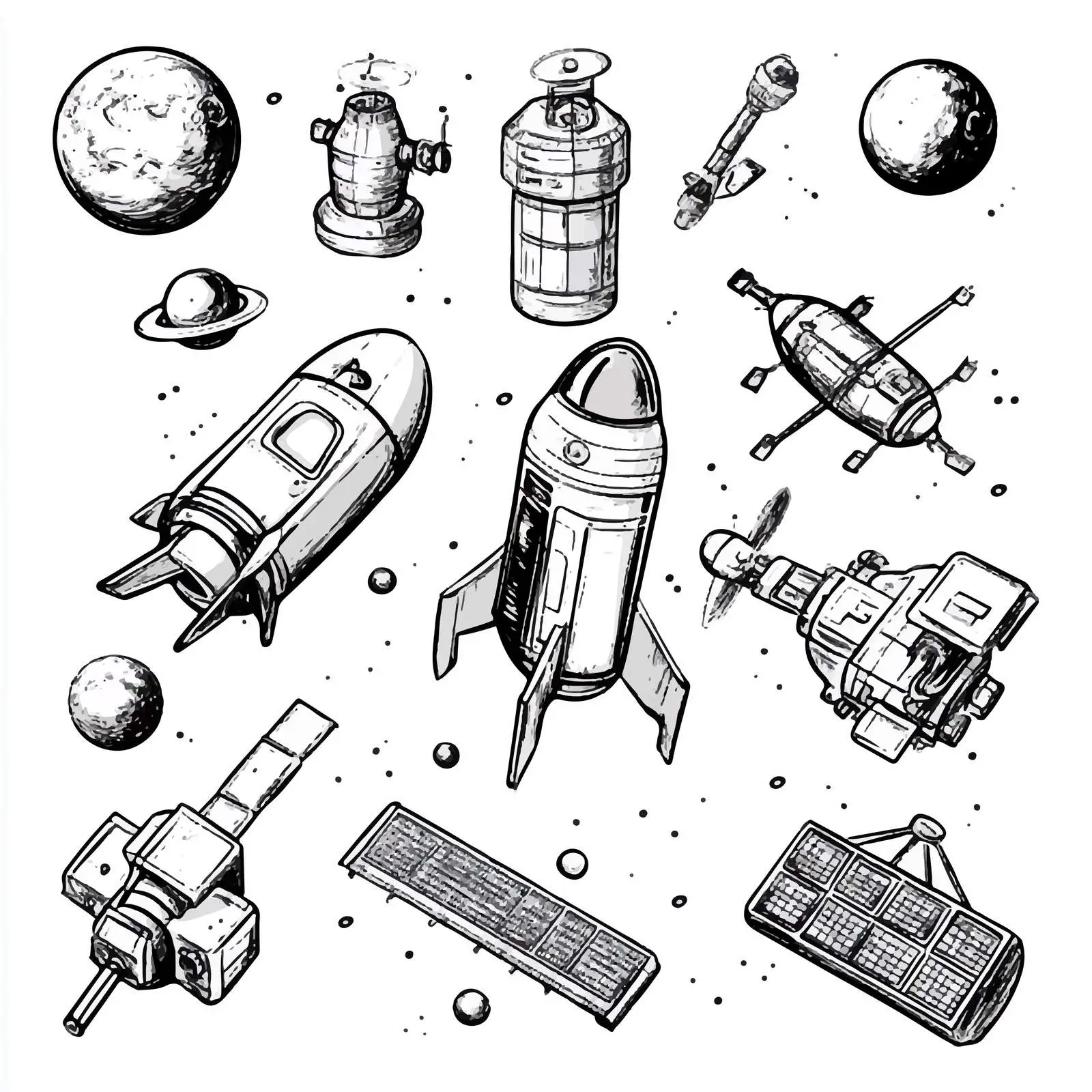 Cartoon Space Technology Icons and Vectors — free download from Dotvec