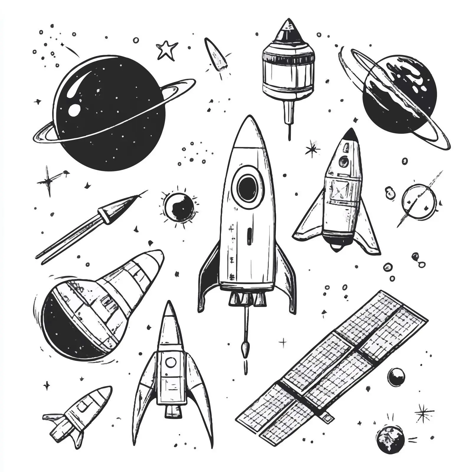 Cartoon Space Technology Icons Vector Set — free download from Dotvec