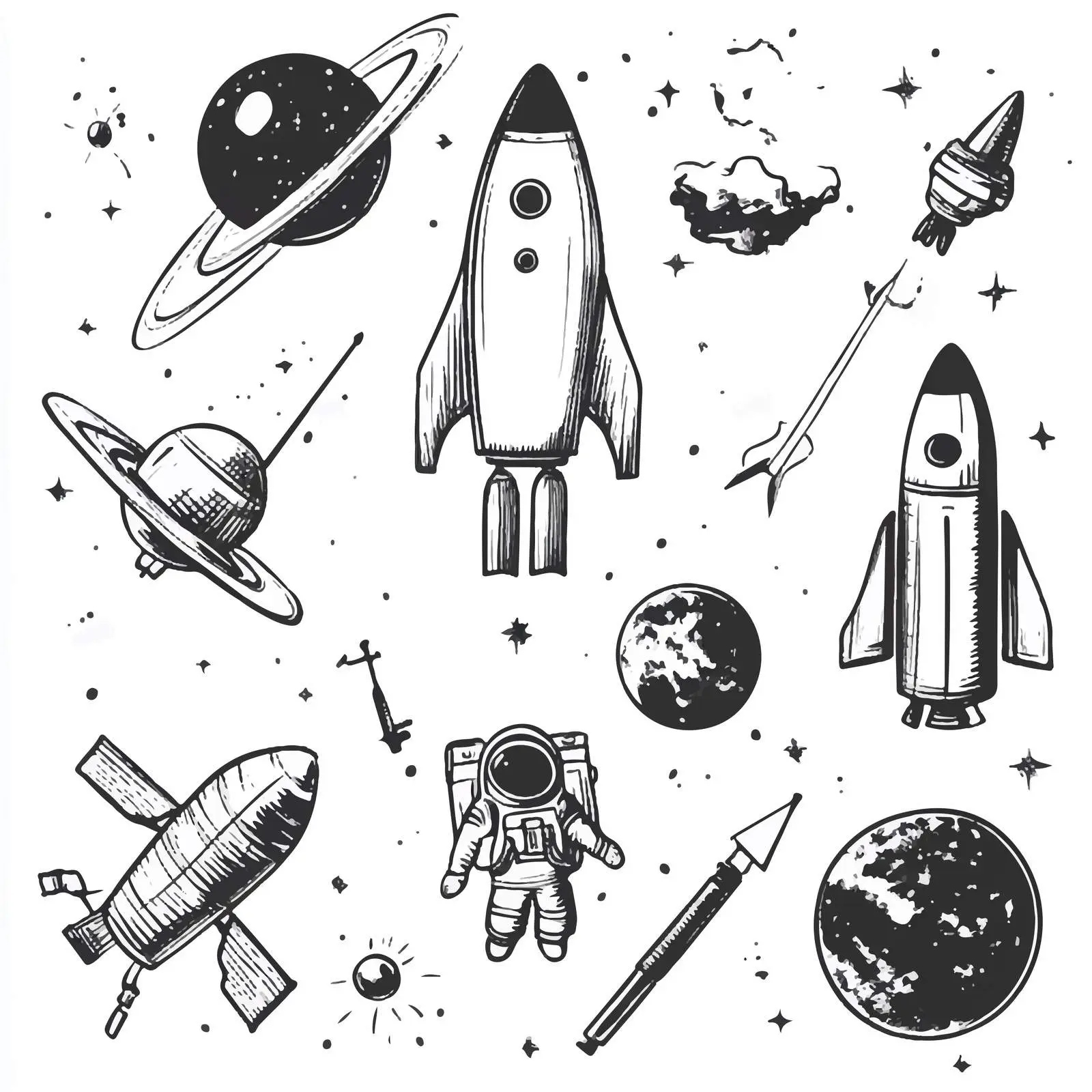 Cartoon Space Technology Icons Vector Set — free download from Dotvec