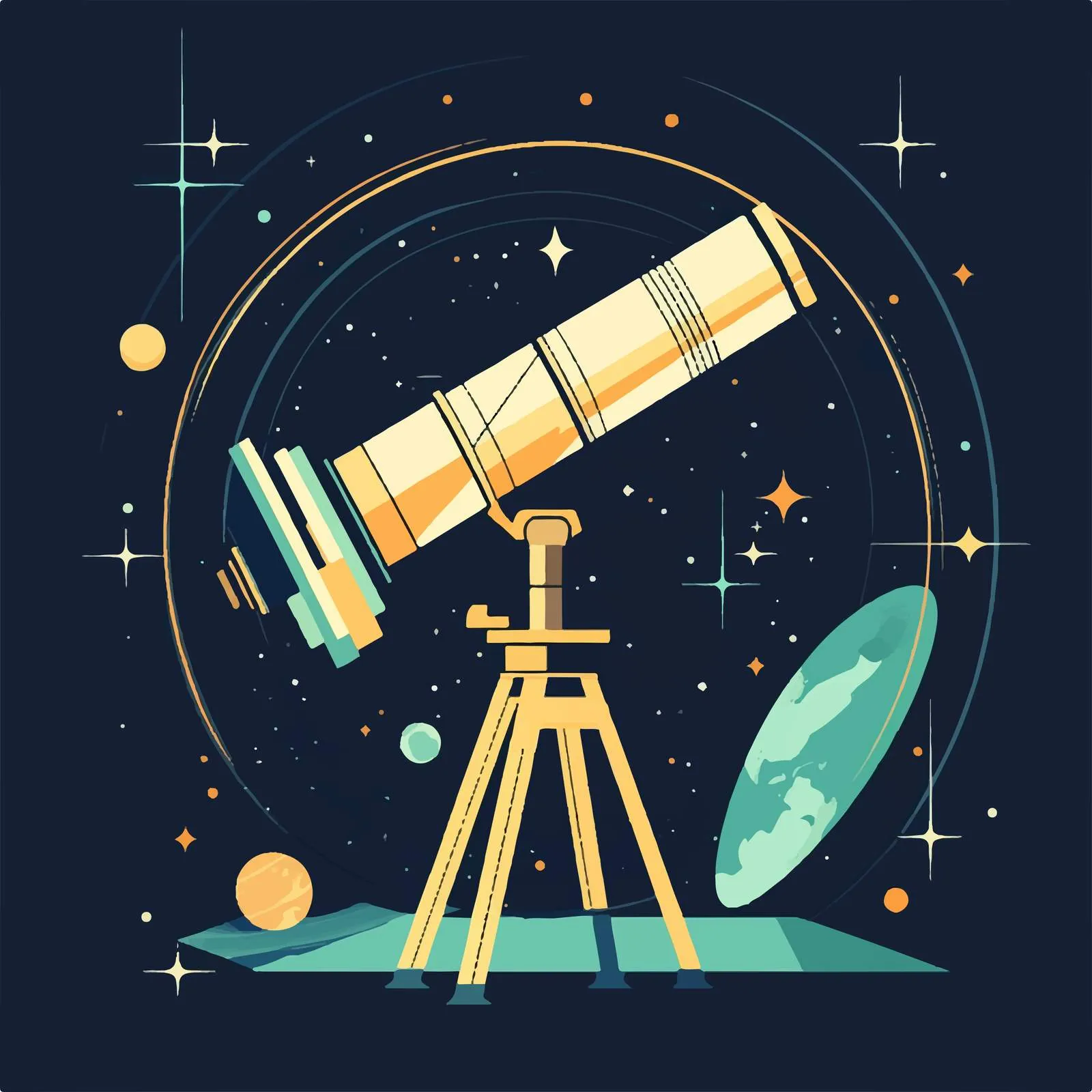 Flat Vector Illustration of Space Telescope Science — free download from Dotvec