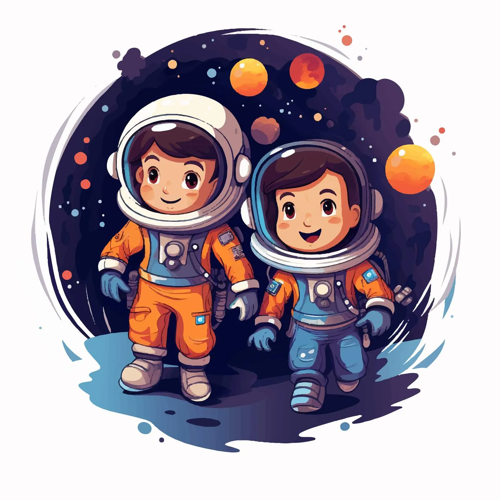 Children in Space Suits Exploring the Universe — free download from Dotvec