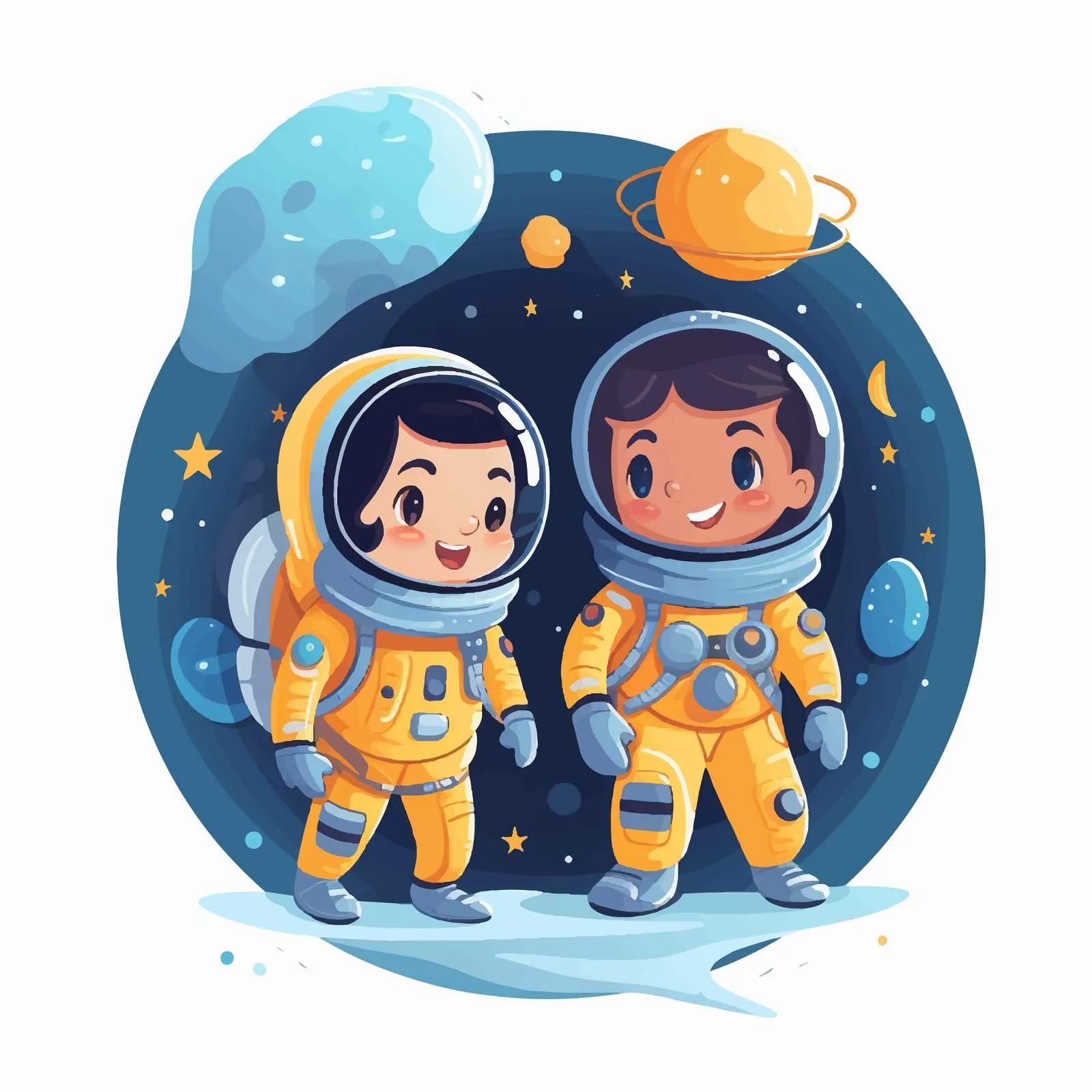 Children in Space Suits Exploring the Universe — free download from Dotvec