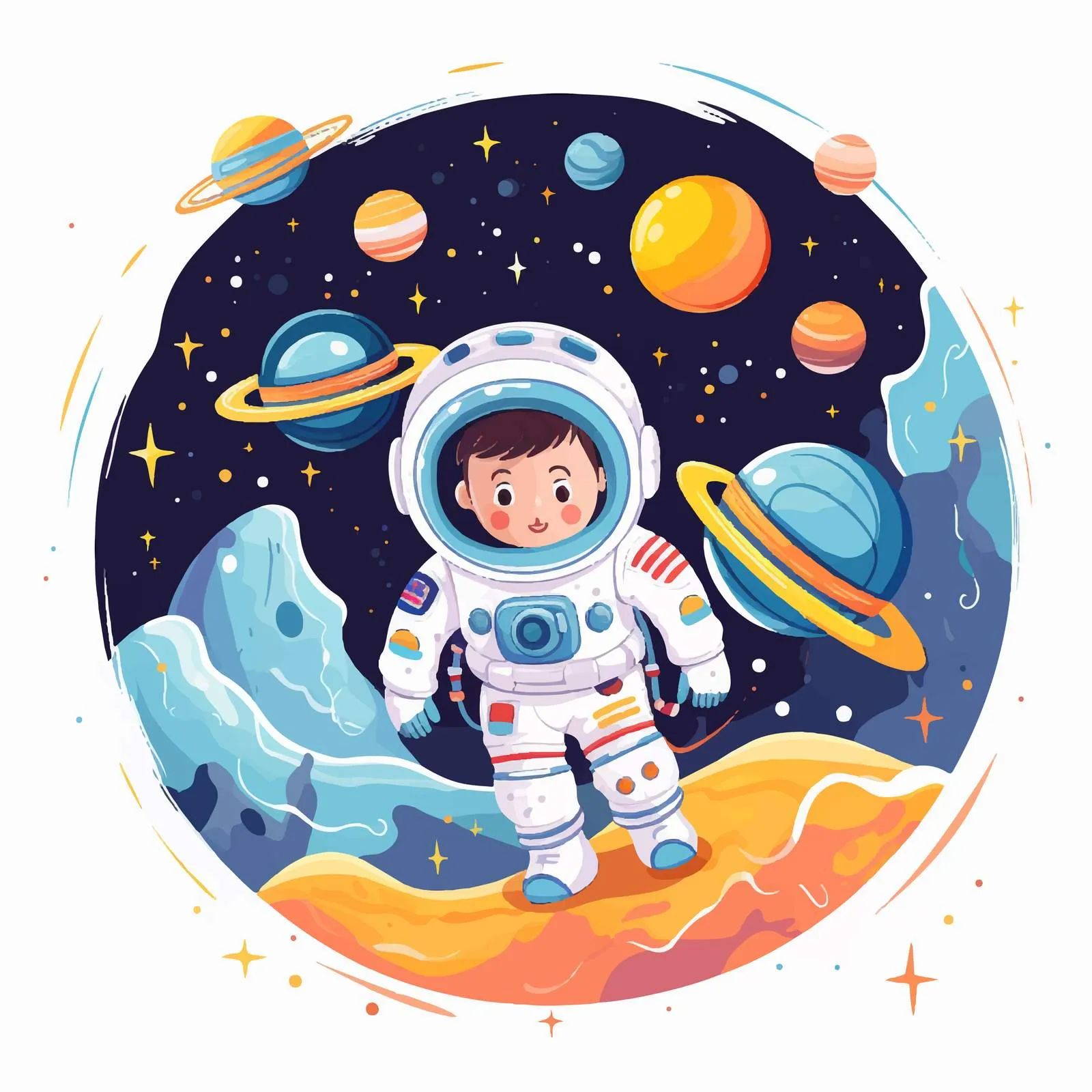 Children in Space Suits Traveling the Universe — free download from Dotvec