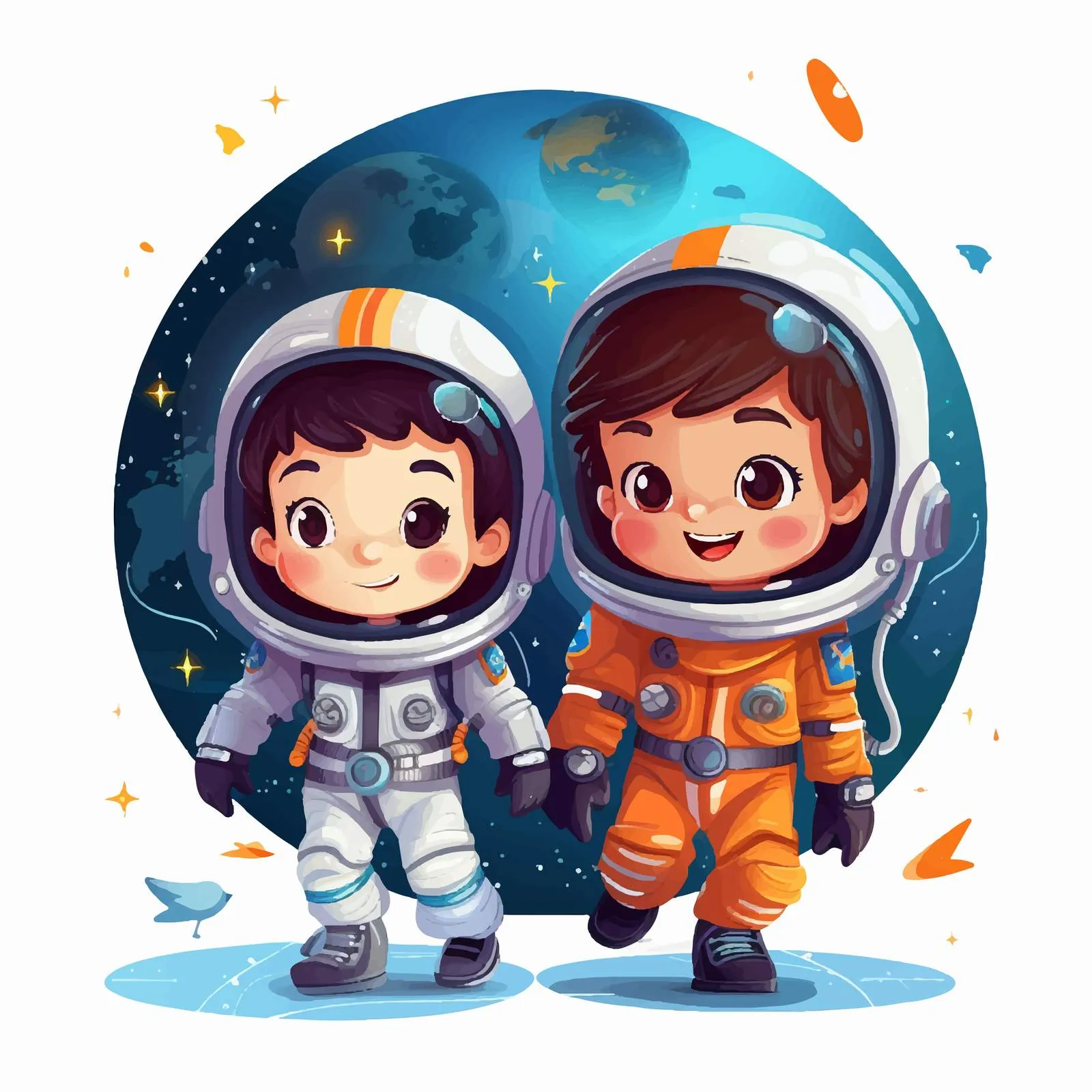 Children in Space Suits Exploring the Universe — free download from Dotvec