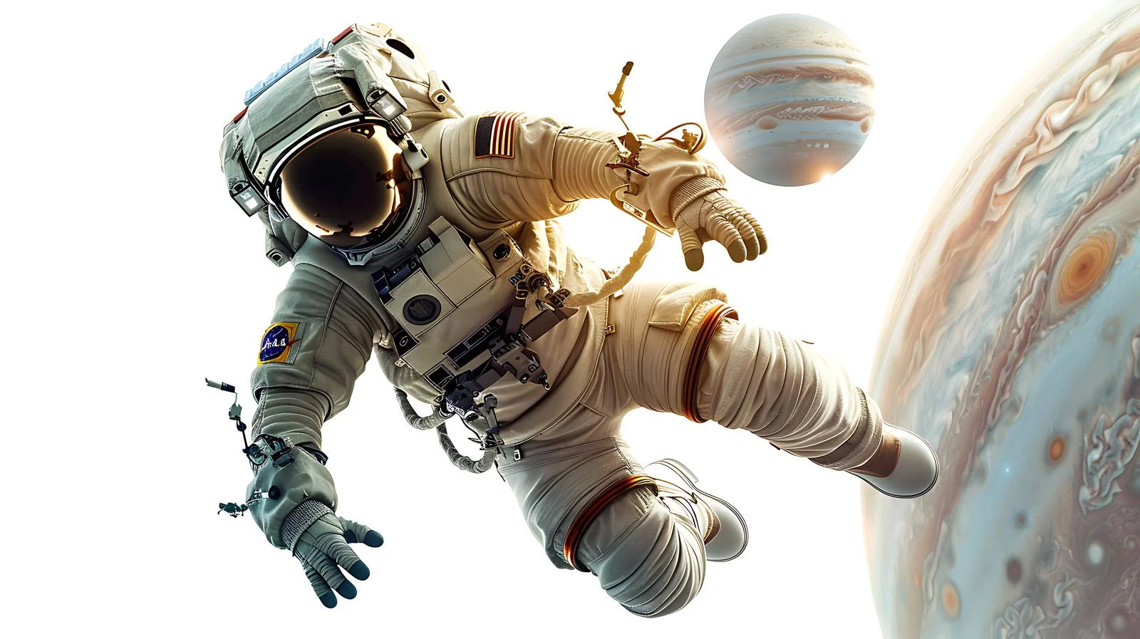 Spaceman near Jupiter in outer space — free download from Dotvec