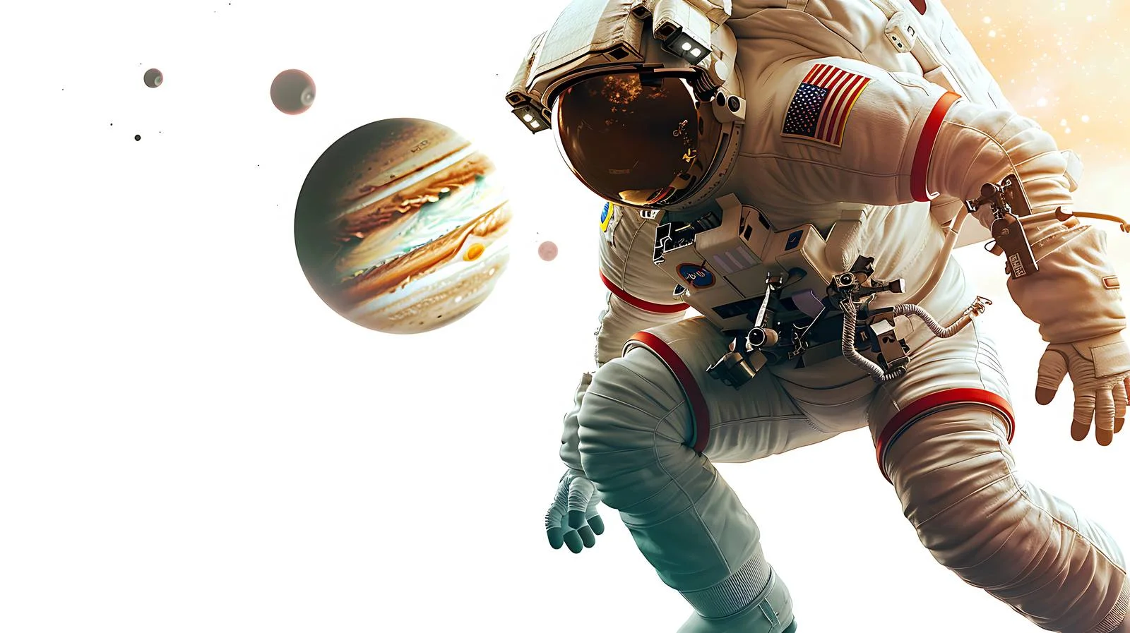 Spaceman near Jupiter in deep space — free download from Dotvec