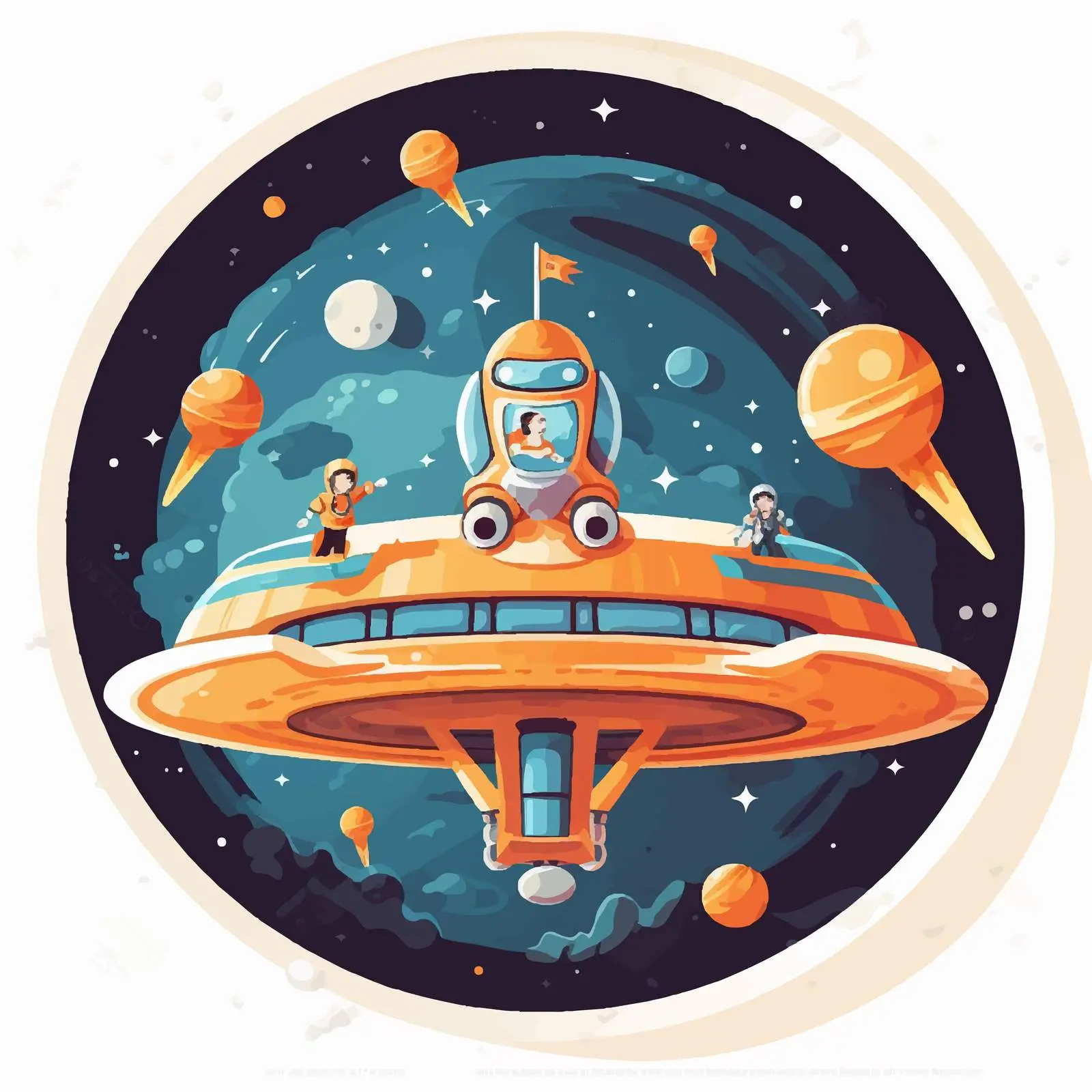 Spaceship and Astronauts in Cosmic Adventure — free download from Dotvec