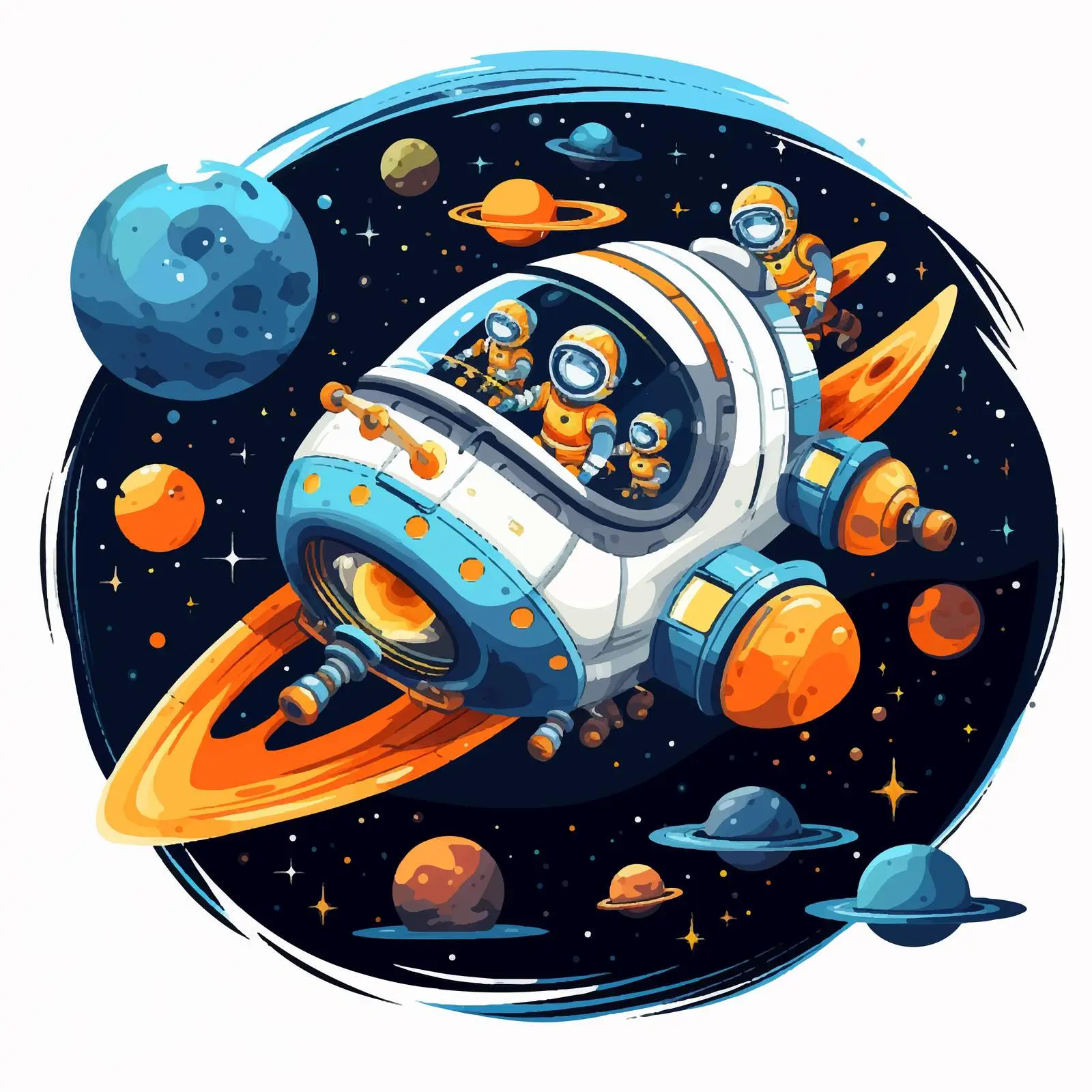 Spaceship and Astronauts in Space Illustration – free gravity image from Dotvec
