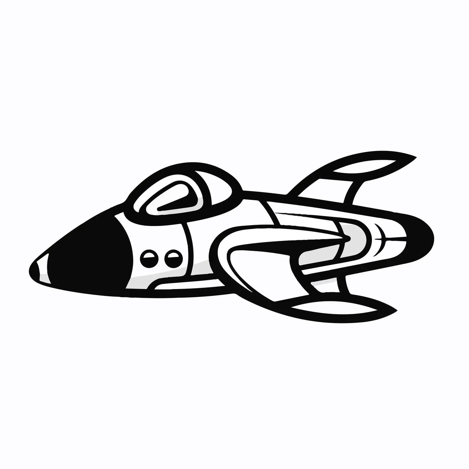 Black and White Spaceship Icon Vector Design — free download from Dotvec