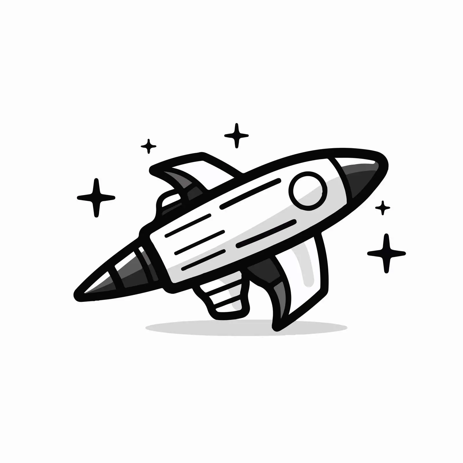 Black and White Spaceship Icon Vector — free download from Dotvec