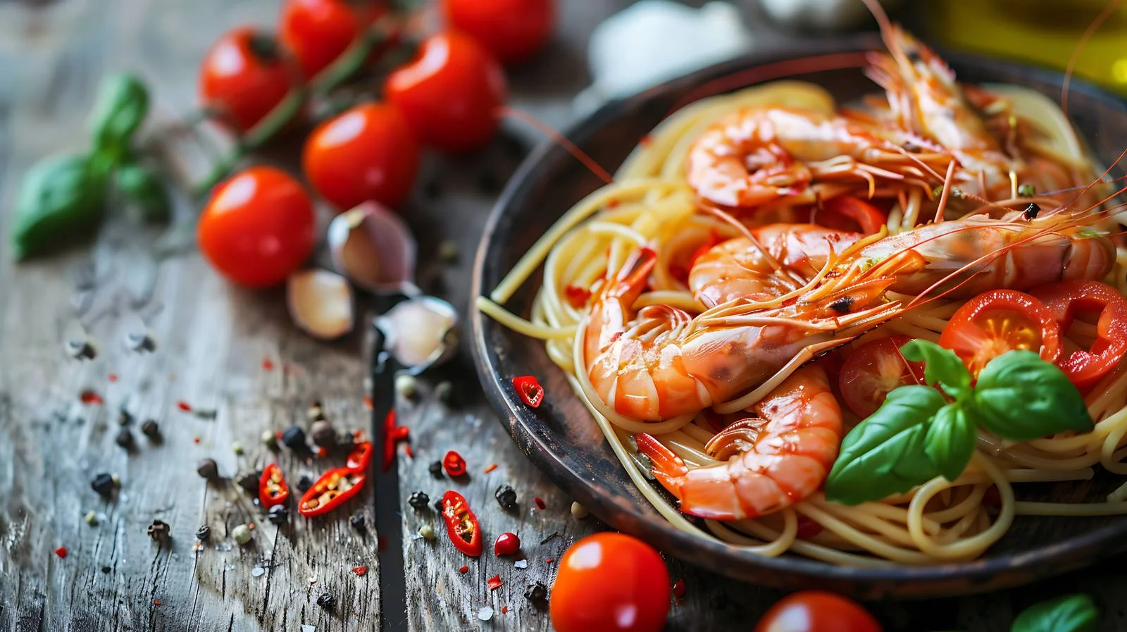 Exquisite Shrimp Pasta Dish with Tomatoes — free download from Dotvec