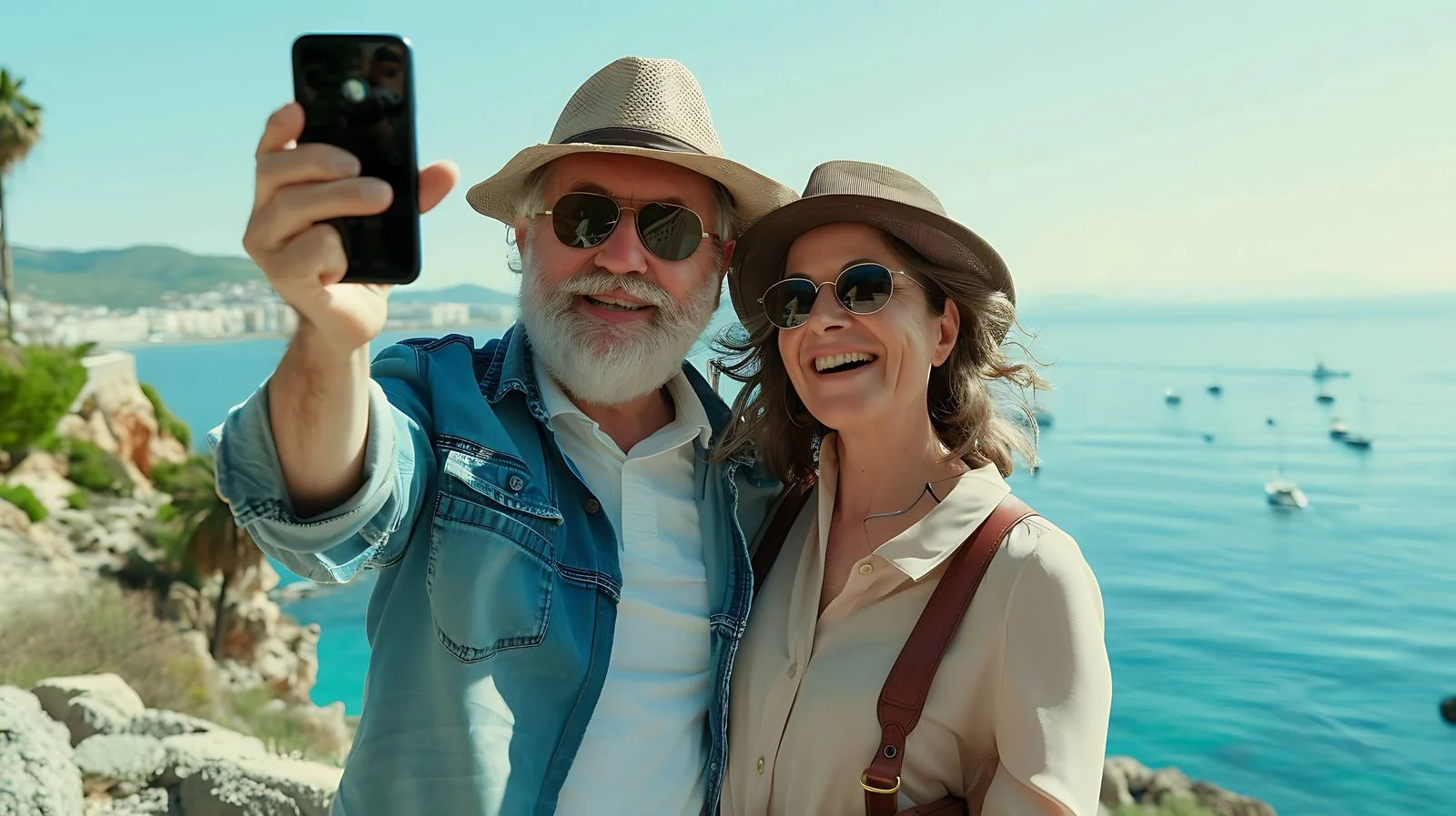 Happy Tourist Couple in Malaga, Spain — free download from Dotvec